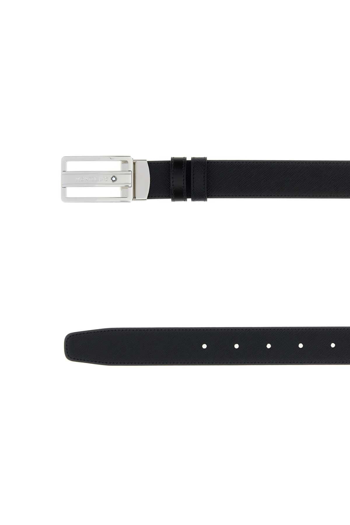 Montblanc Leather Reversible Belt — Black, view 2