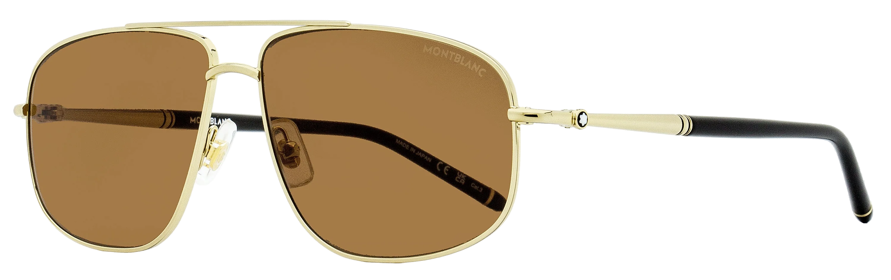 Montblanc MB0069S Pilot Gold-Black Sunglasses — Gold by Montblanc