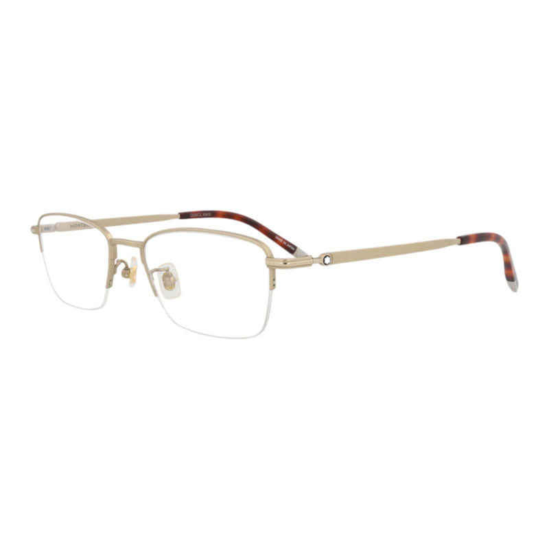 Montblanc MB0133O003 Rectangle Semi-Rim Metal Eyeglasses — Gold by Montblanc