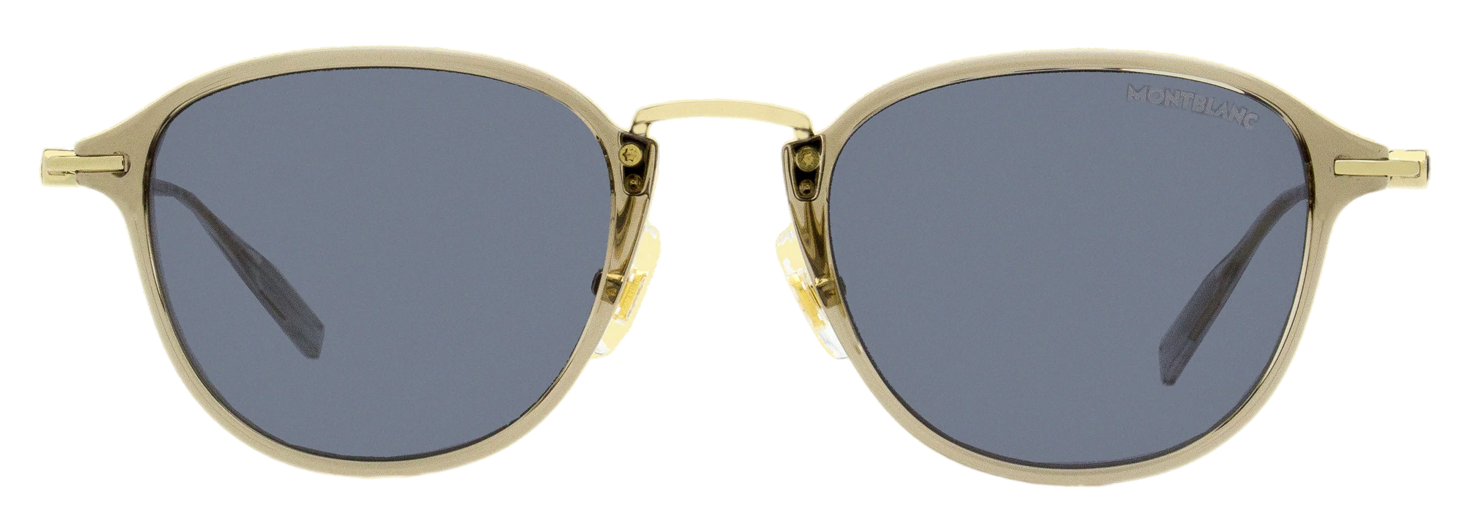 Montblanc MB0155S Classic Oval Metal-Framed Sunglasses — Beige, view 2