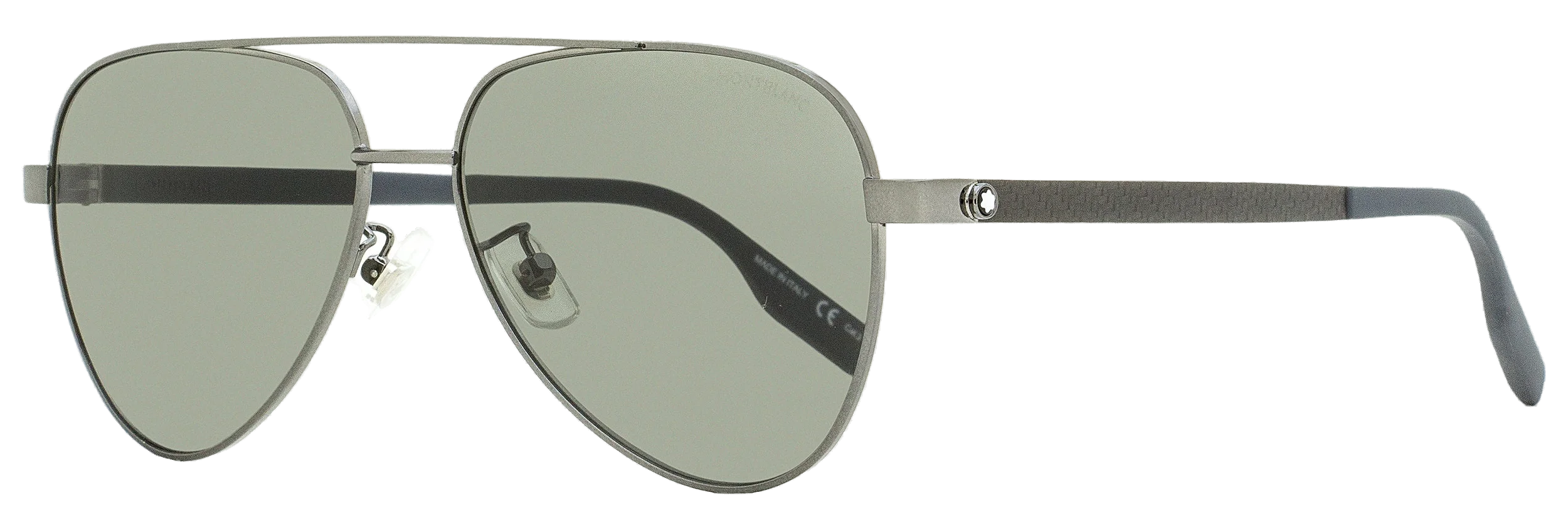 Montblanc MB0182S Aviator Metal Frame Sunglasses — Gray by Montblanc