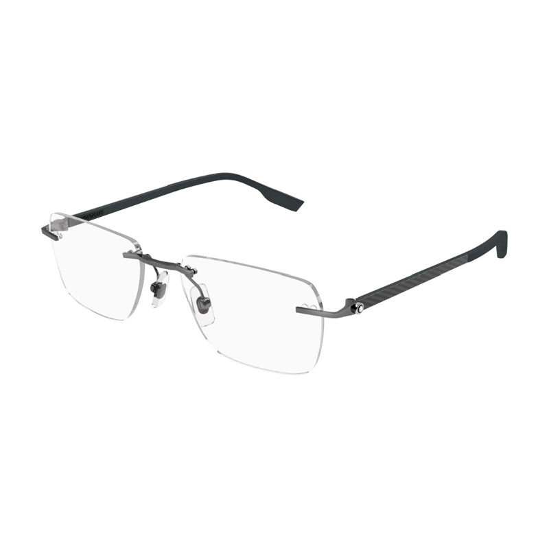 Montblanc MB0185O003 Rectangle Rimless Metal Eyeglasses — Gray by Montblanc