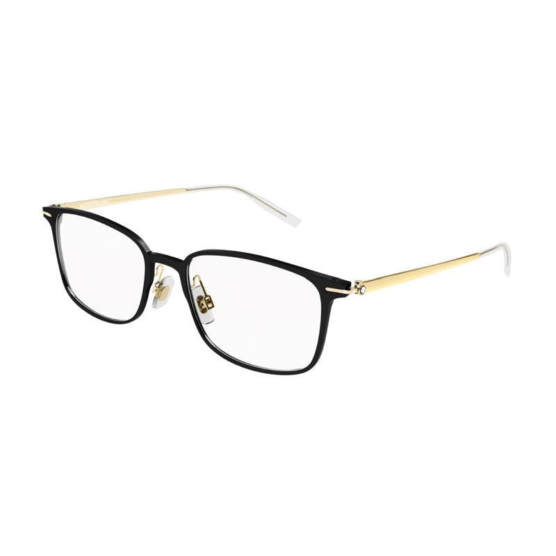 Montblanc MB0196OK002 Black-Gold Rectangle Eyeglasses — Black by Montblanc