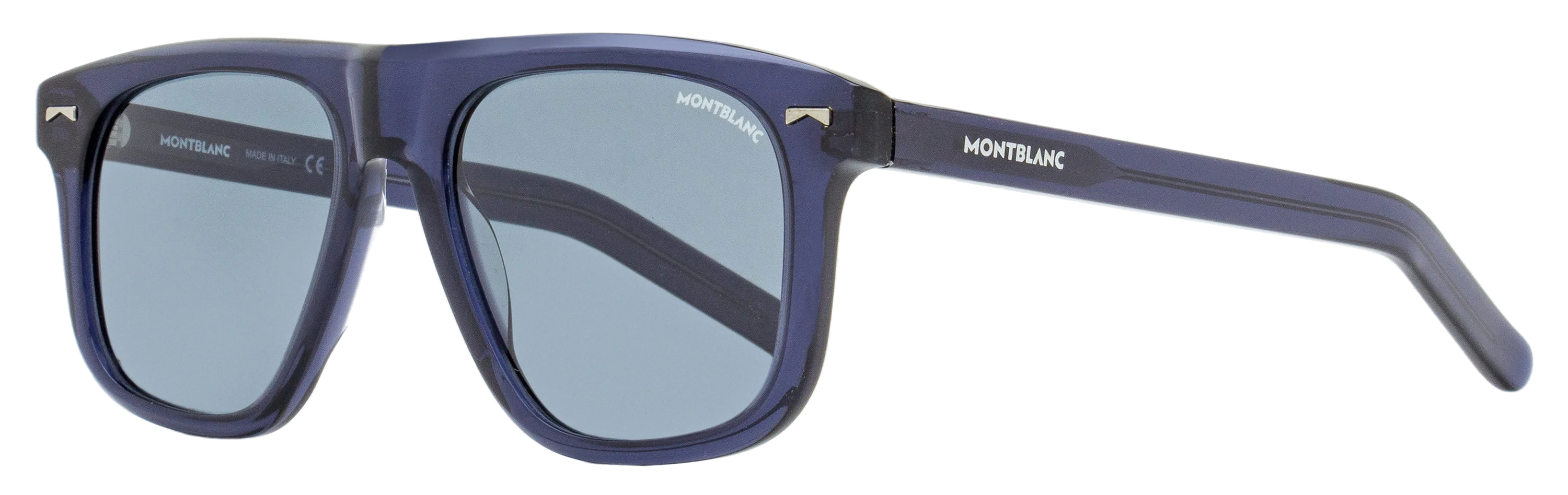 Montblanc MB0227S Oversize Rectangle Sunglasses — Blue by Montblanc