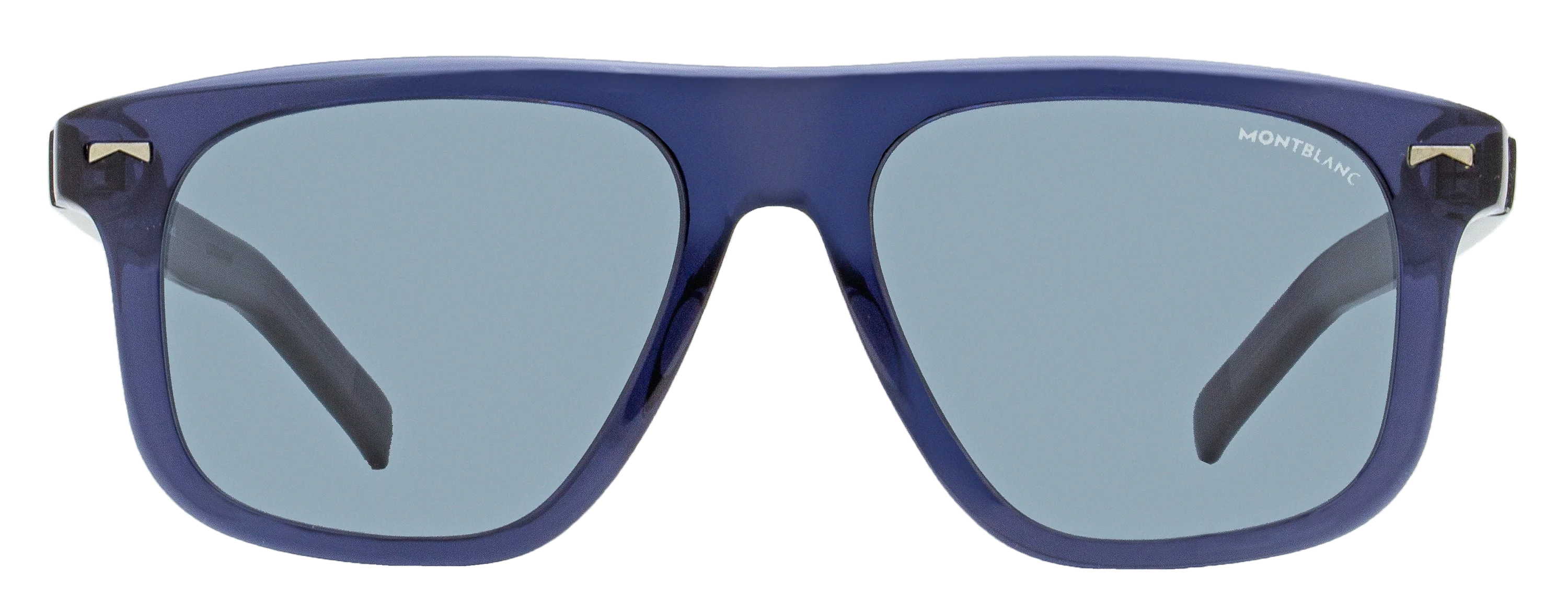 Montblanc MB0227S Oversize Rectangle Sunglasses — Blue, view 2