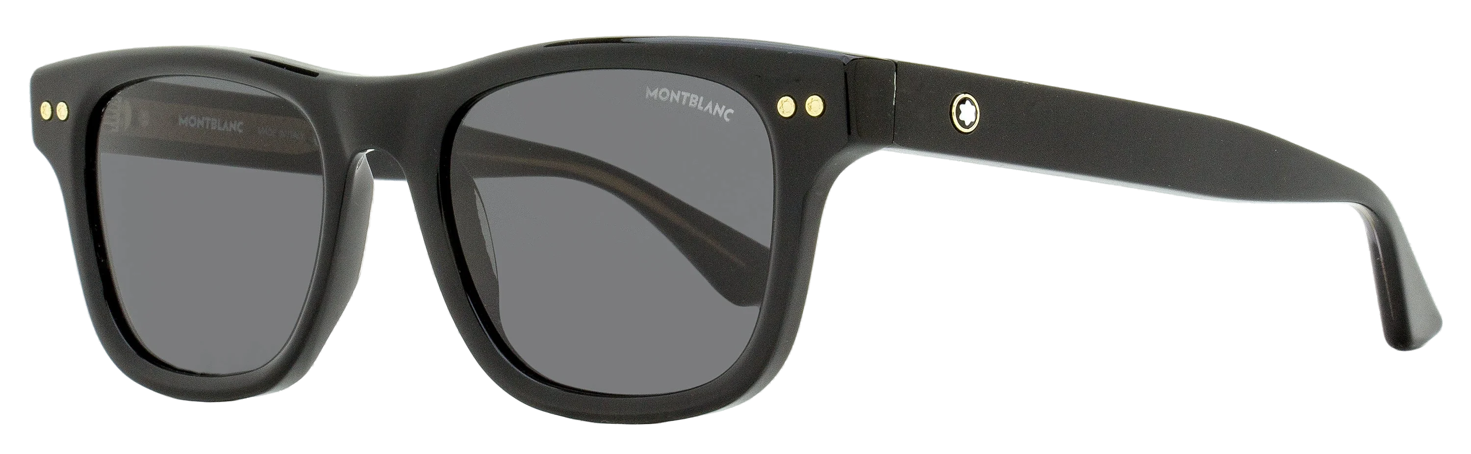 Montblanc MB0254S Soft Rectangular Acetate Sunglasses — Black by Montblanc