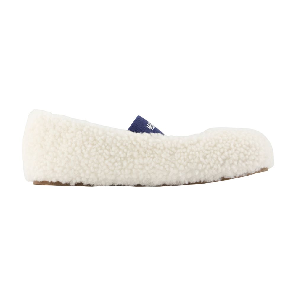 Moon Boot Fleece-Lined Cowhide Ballerinas — Beige by Moon Boot