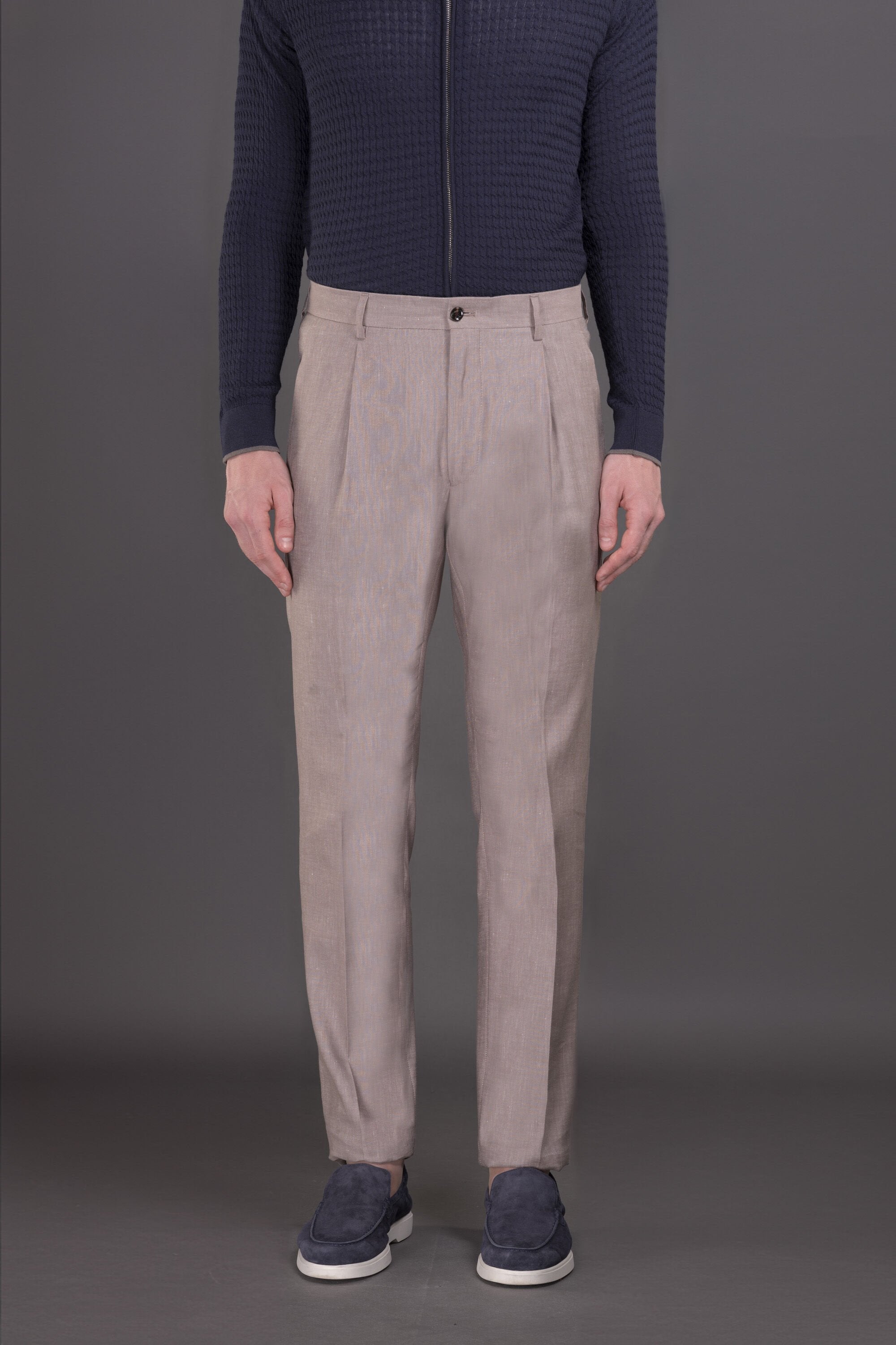 Moorer Mens Light Beige Tailored Trousers Gray by Moorer
