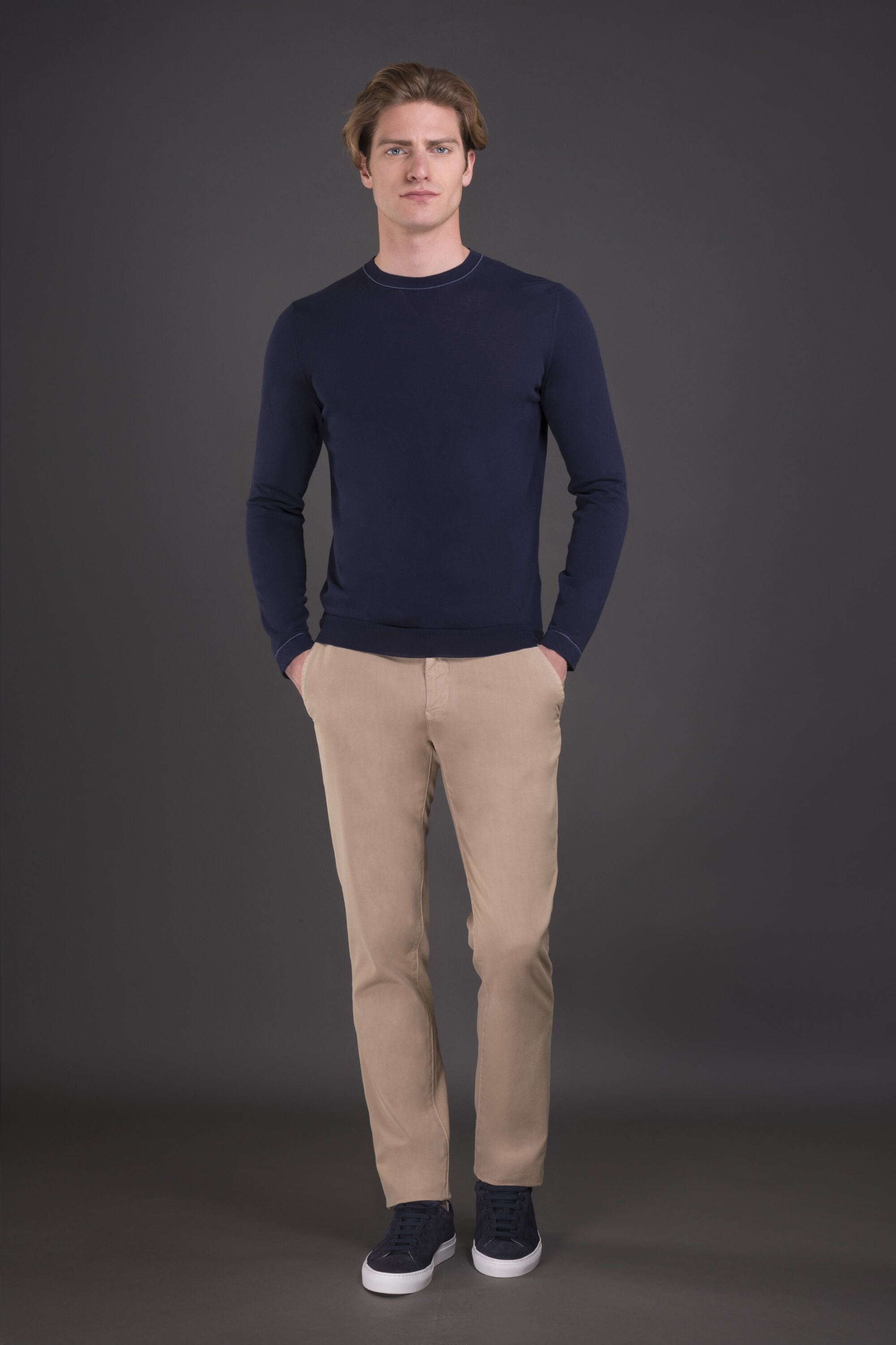 Moorer Mens Navy Slim Fit Sweater Clothing by Moorer
