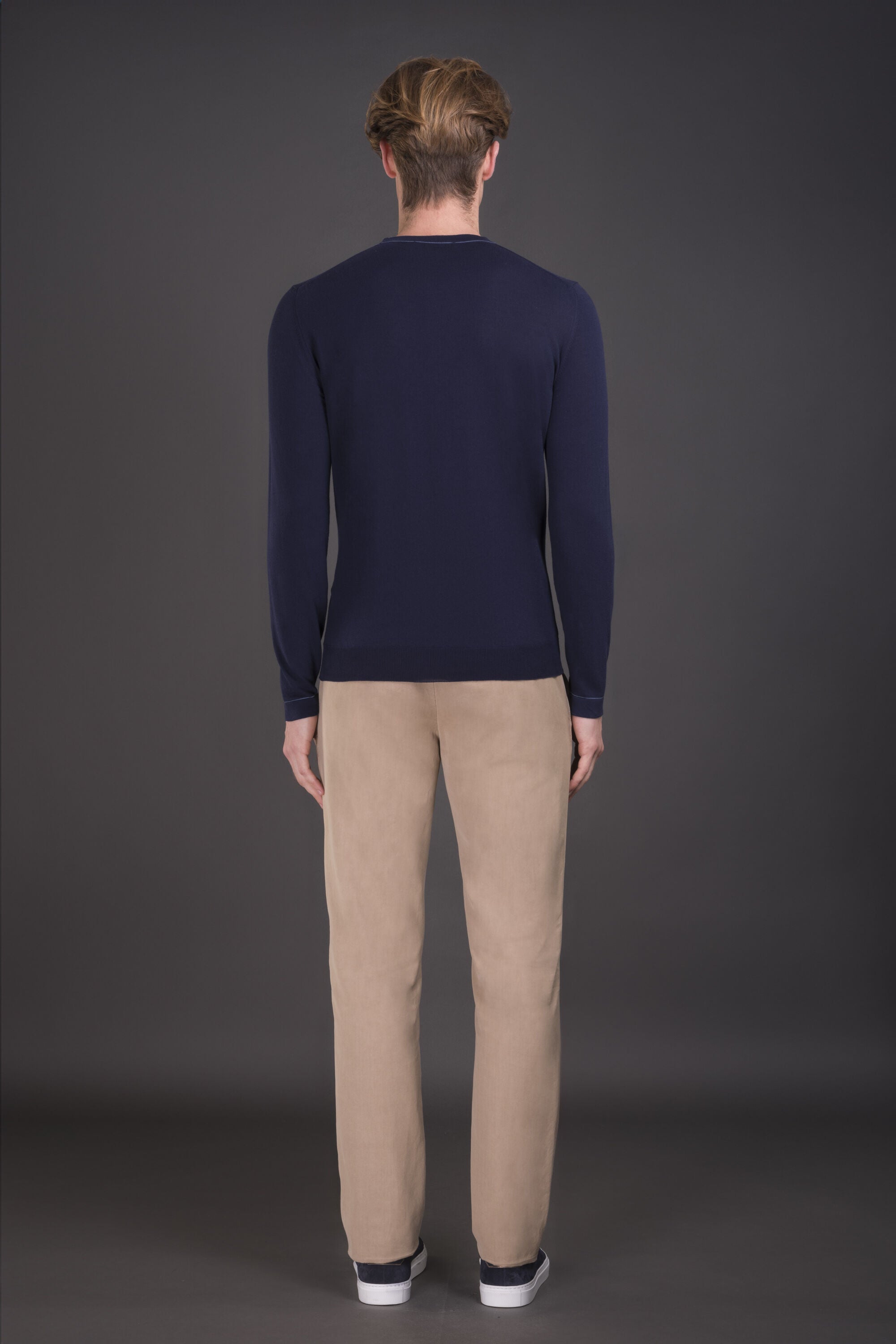 Moorer Mens Navy Slim Fit Sweater Clothing, view 2