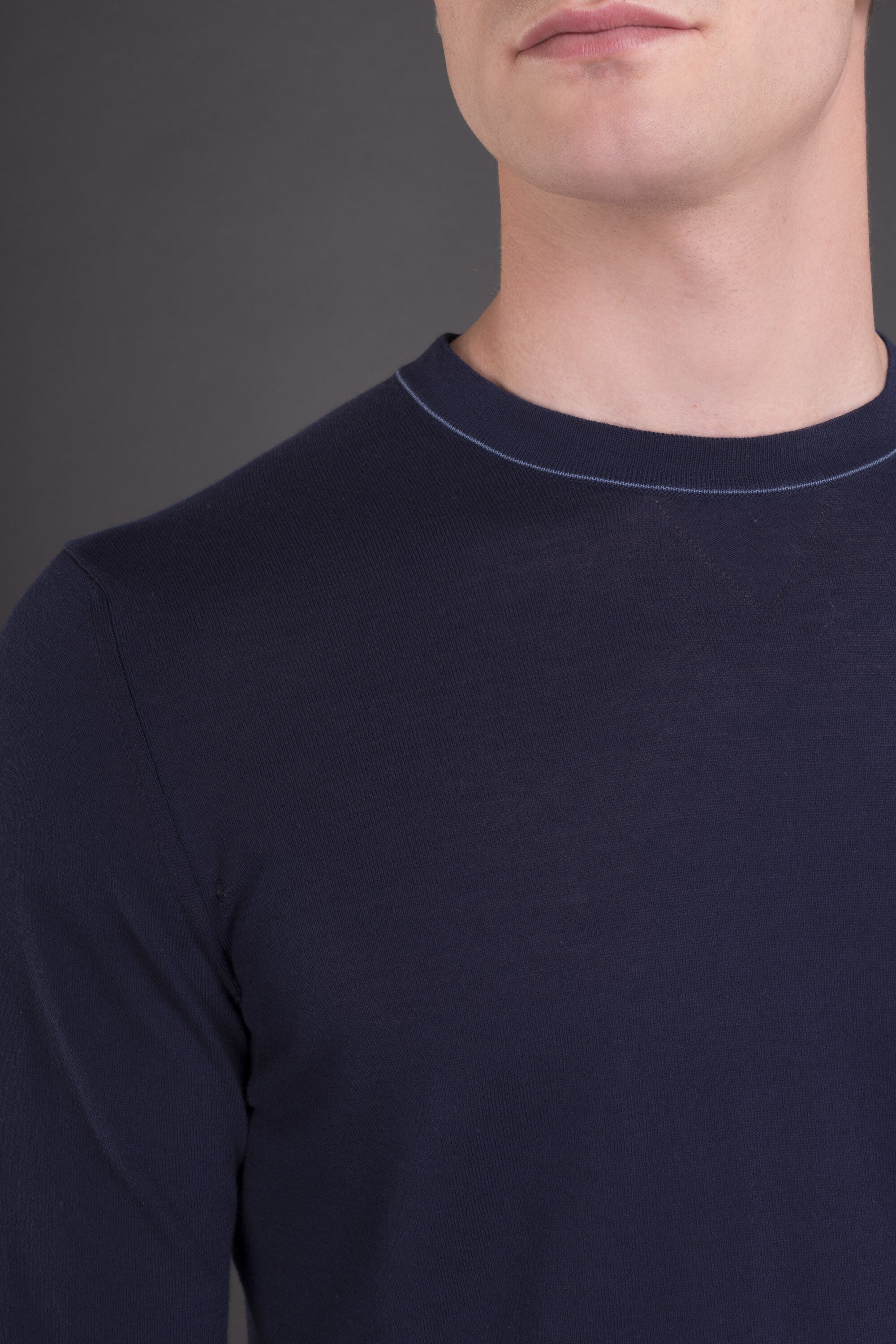 Moorer Mens Navy Slim Fit Sweater Clothing, view 3