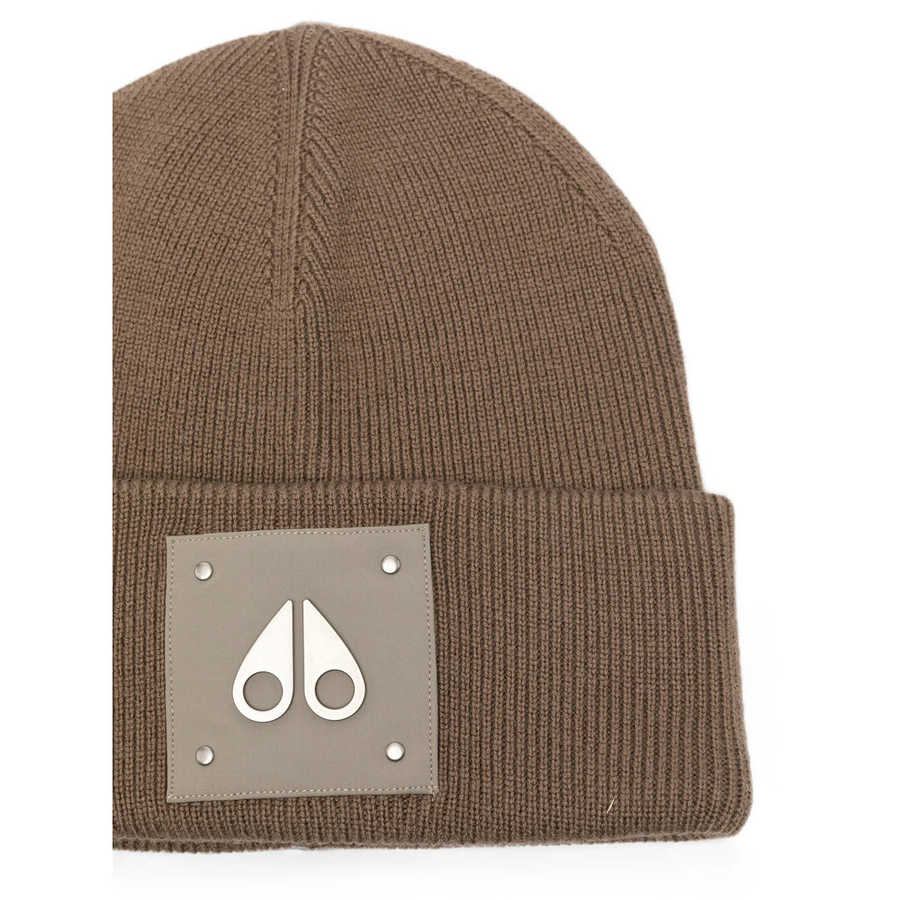 Moose Knuckles M34MA574 Ribbed Knit Beanie — Brown, view 3