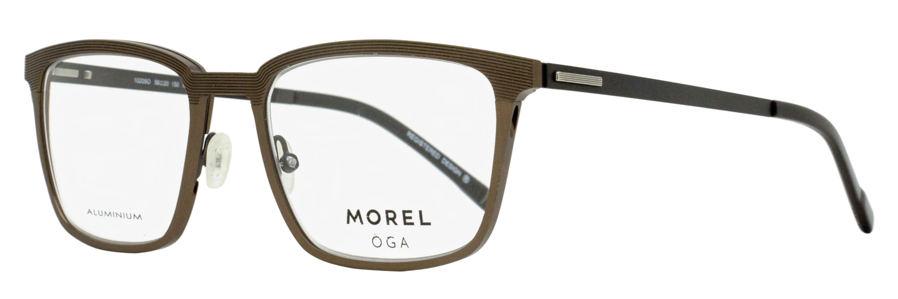 Morel 10205O Aluminum Rectangle Frame Eyeglasses — Brown by Morel