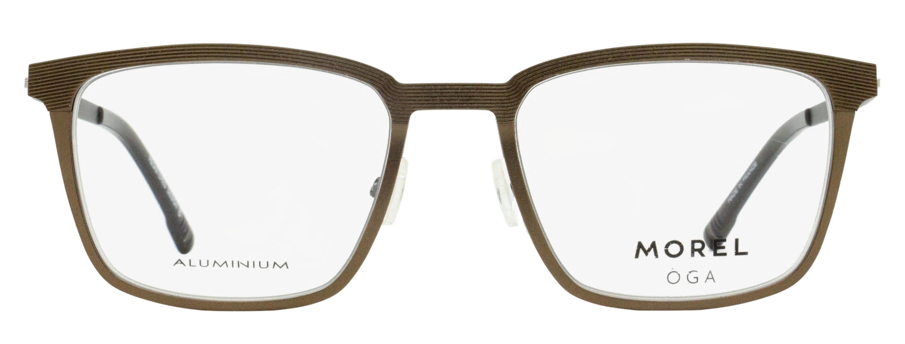 Morel 10205O Aluminum Rectangle Frame Eyeglasses — Brown, view 2