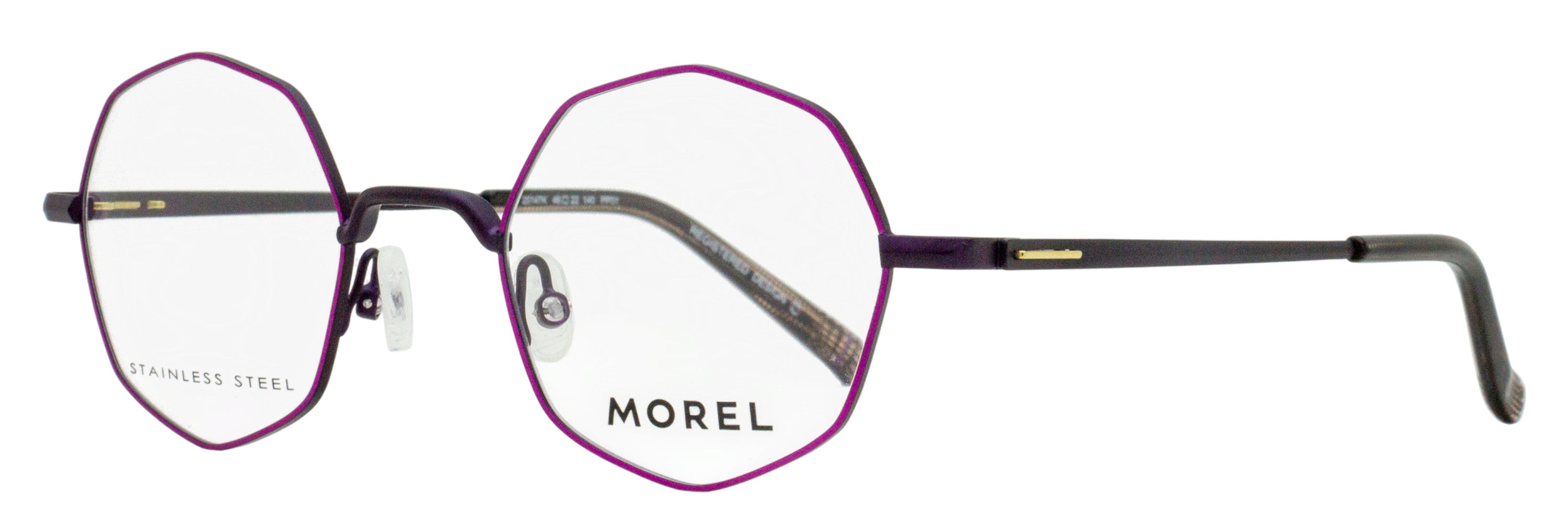 Morel 20147K Octagonal Stainless Steel Eyeglasses — Purple by Morel
