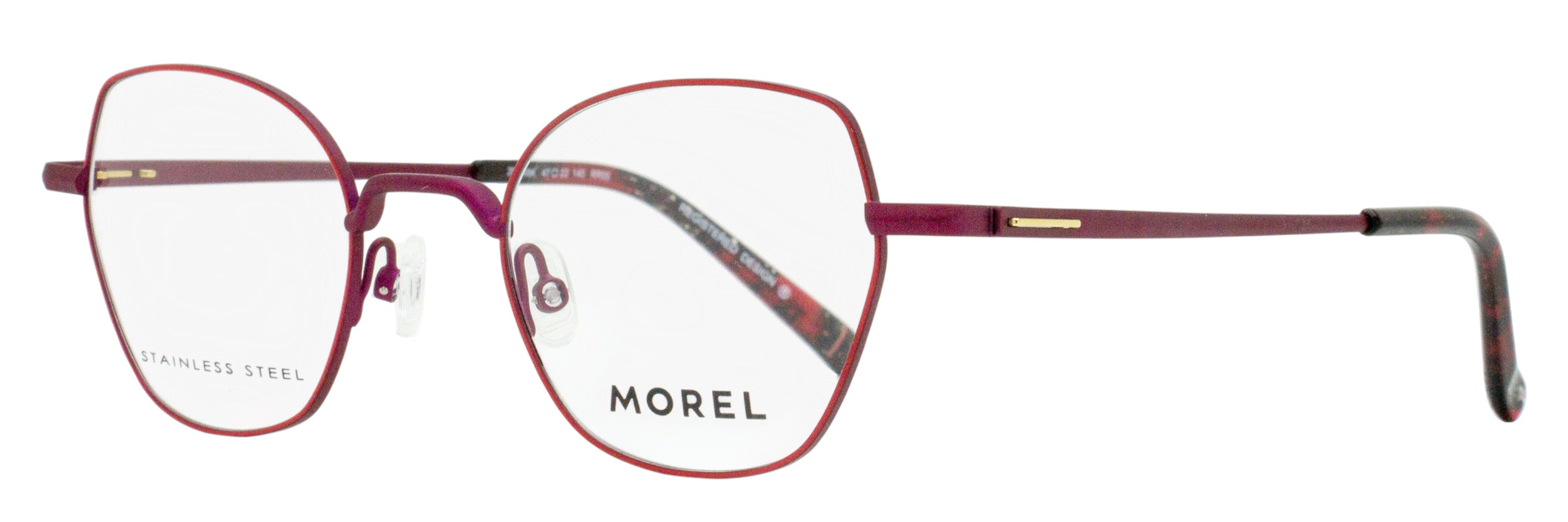 Morel 20148K Geometric Full-Rim Eyeglasses — Burgundy by Morel
