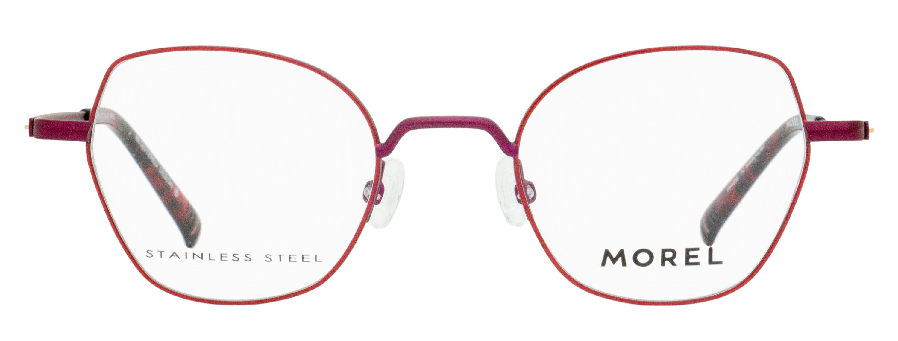 Morel 20148K Geometric Full-Rim Eyeglasses — Burgundy, view 2