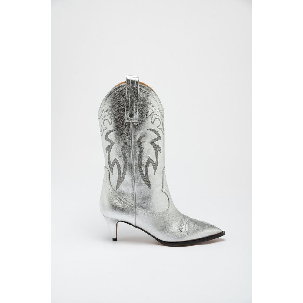 Moschino Embroidered Viscose Boot — Silver by Moschino