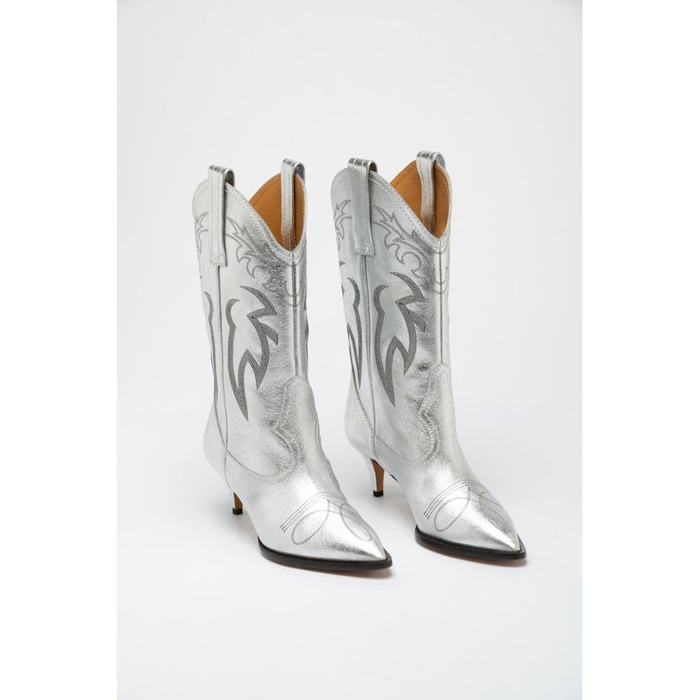 Moschino Embroidered Viscose Boot — Silver, view 2