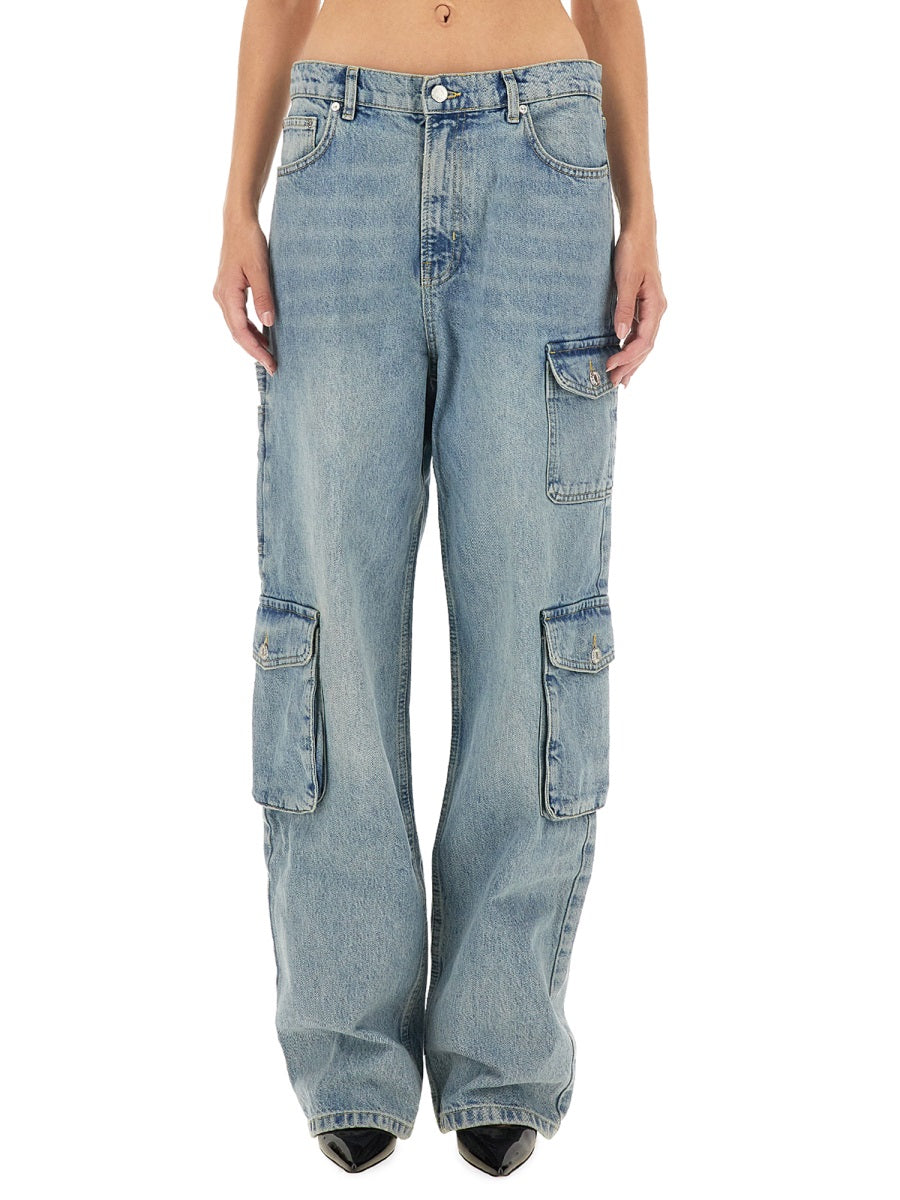 Moschino Denim Cotton Cargo Pants — Blue by Moschino