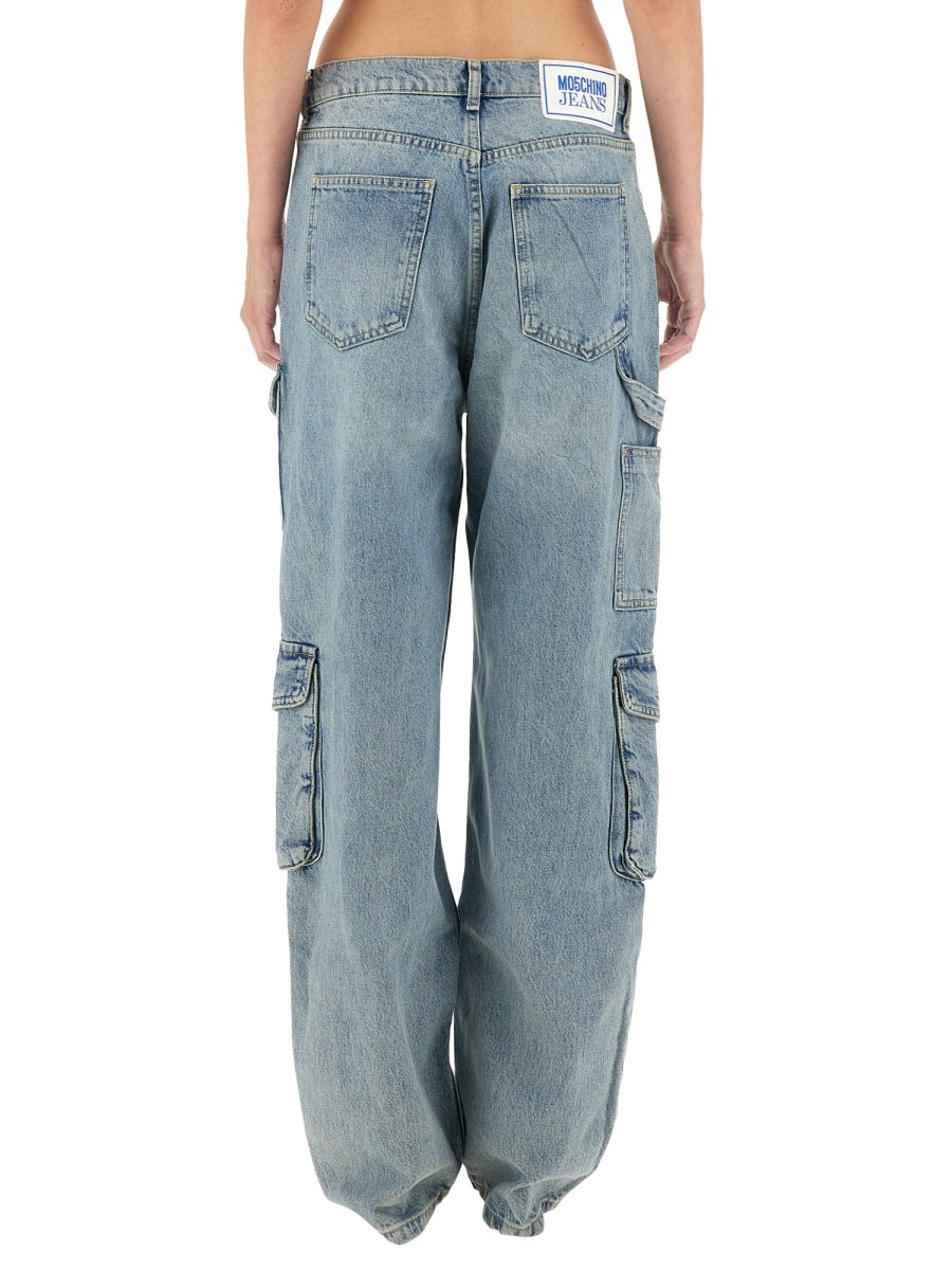 Moschino Denim Cotton Cargo Pants — Blue, view 3