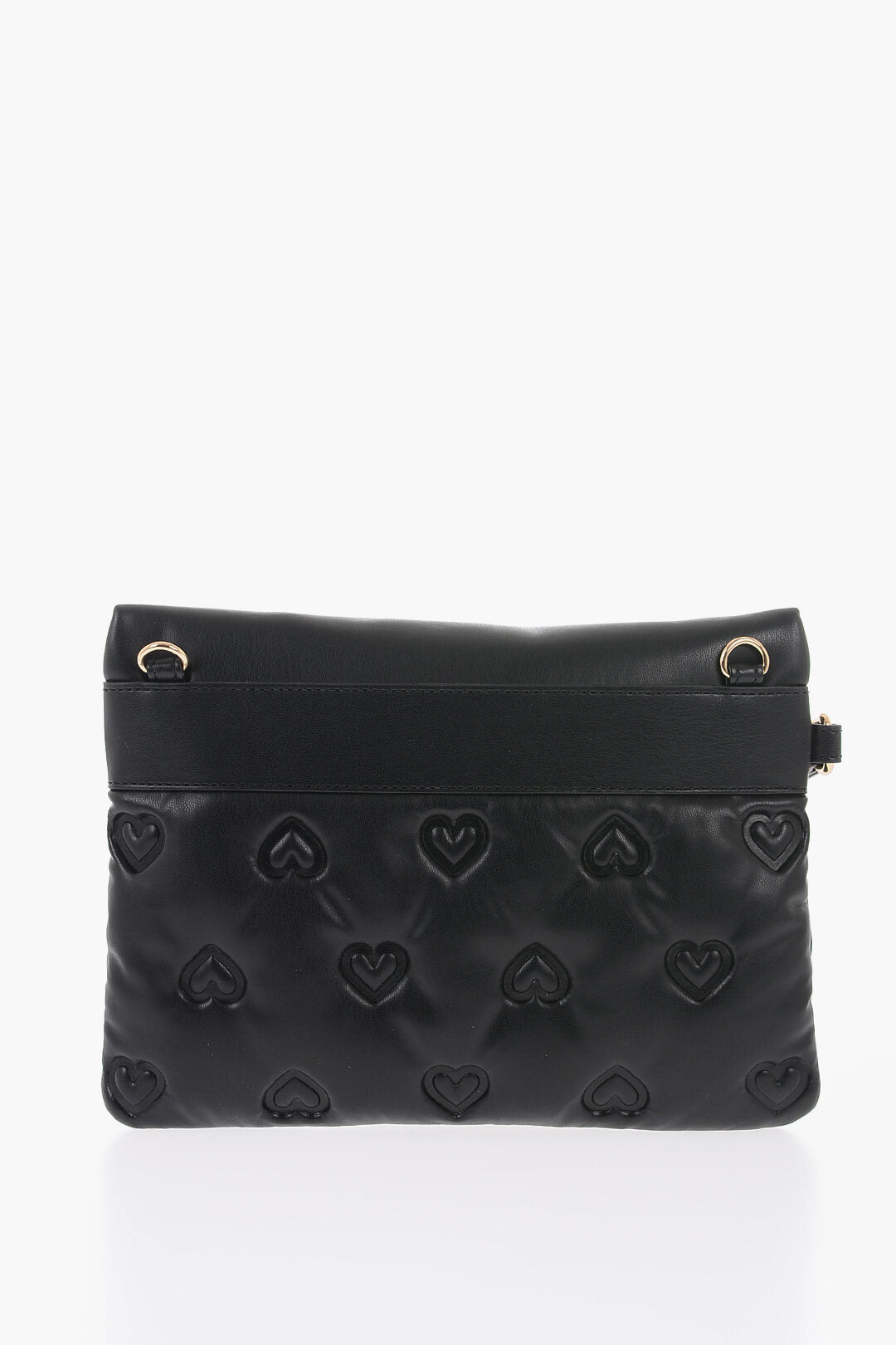Moschino Heart-Embossed Faux Leather Clutch — Black, view 2