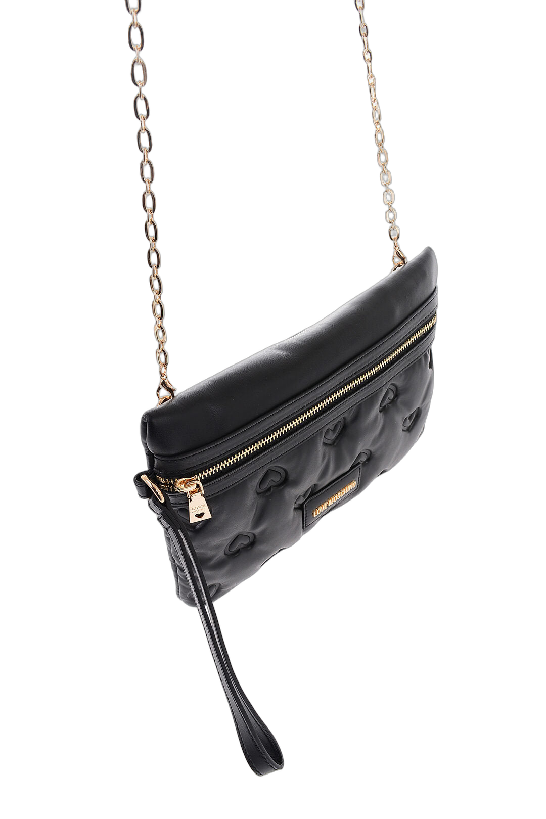 Moschino Heart-Embossed Faux Leather Clutch — Black, view 4