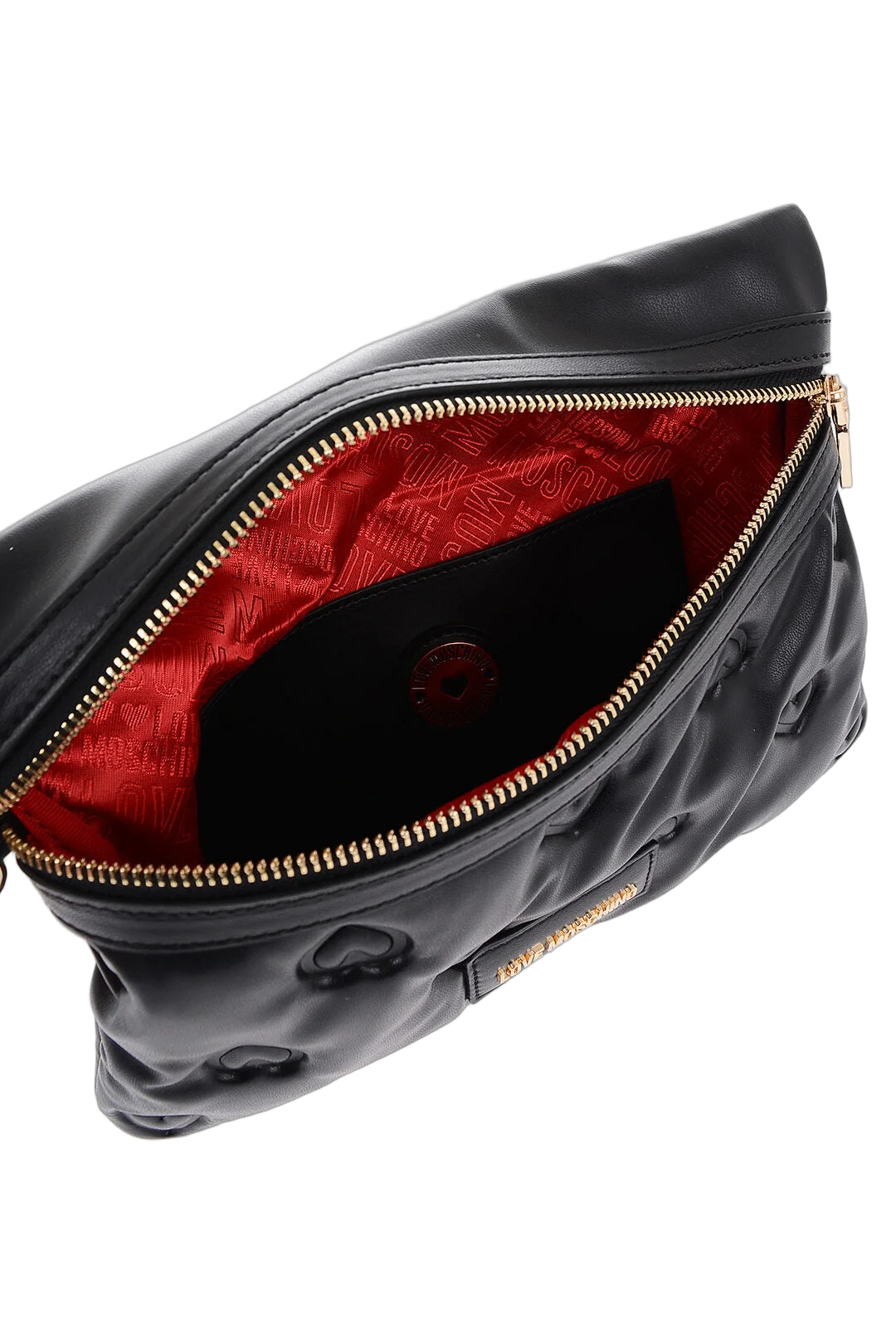 Moschino Heart-Embossed Faux Leather Clutch — Black, view 5