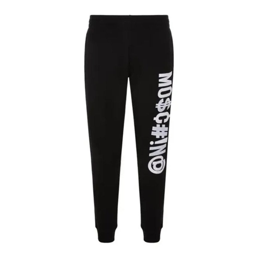 Moschino Couture Embroidered Logo Cotton Joggers — Black by Moschino Couture