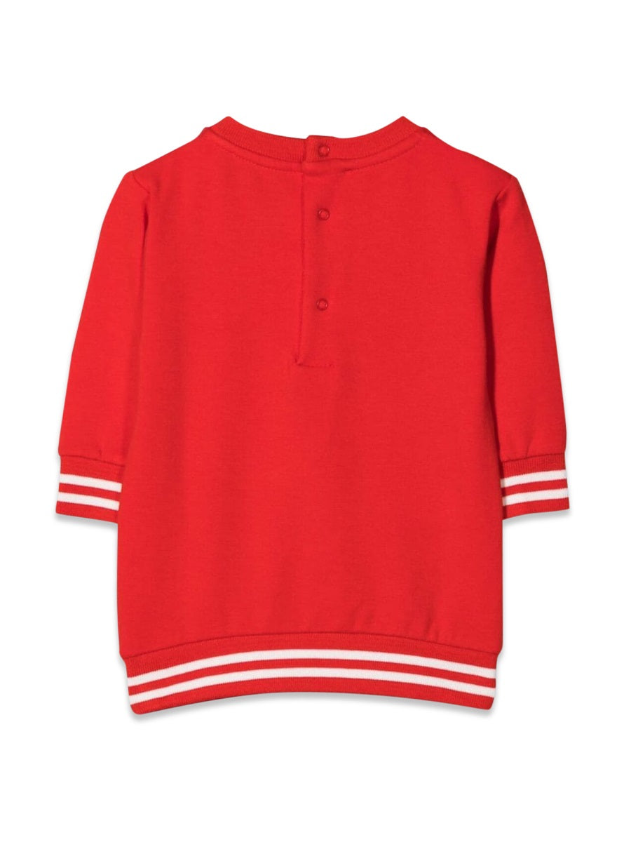 Moschino Teddy-Embellished Cotton Dress — Red, view 5