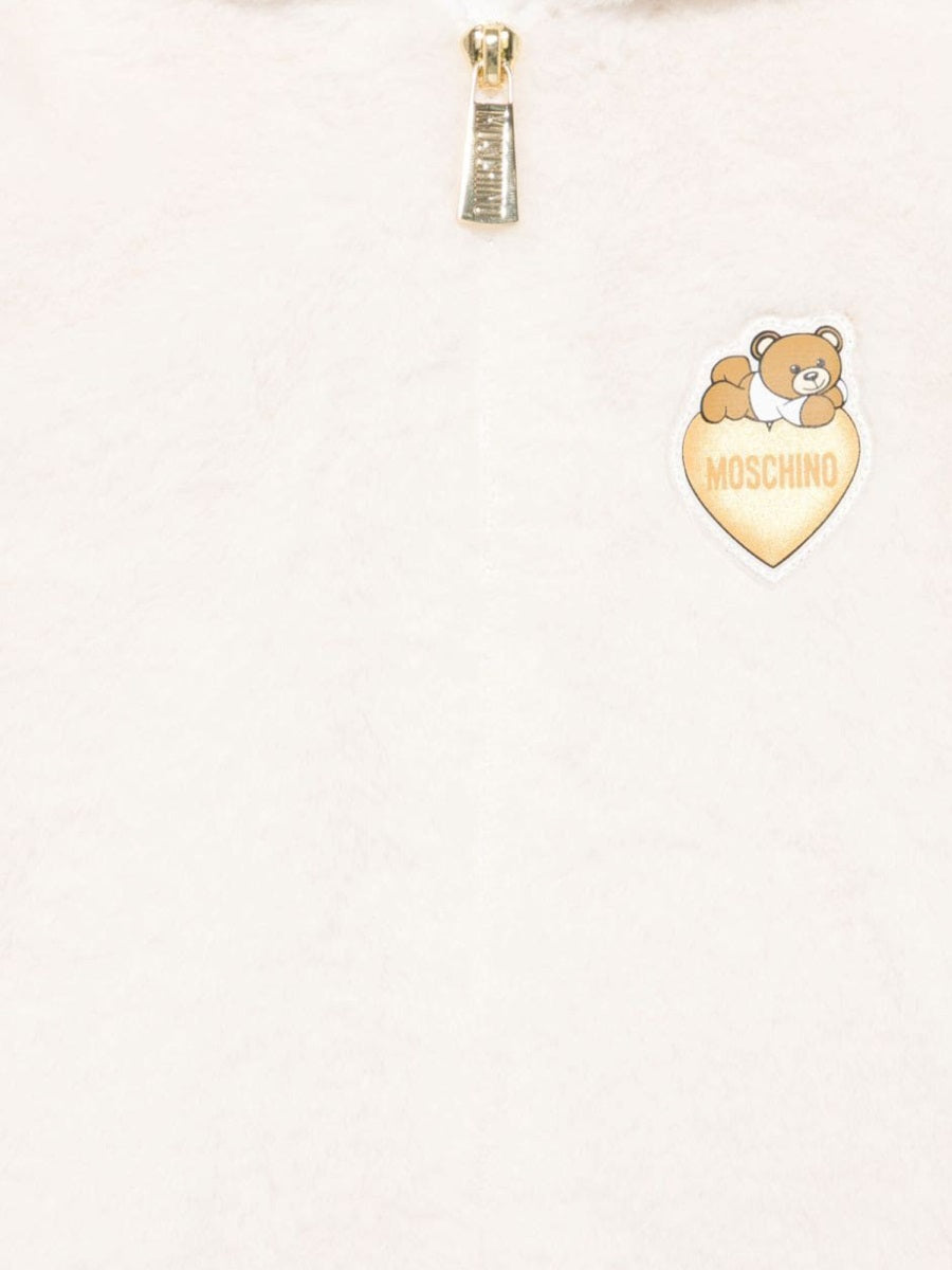 Moschino Hooded Plush Teddy Jacket — White, view 6