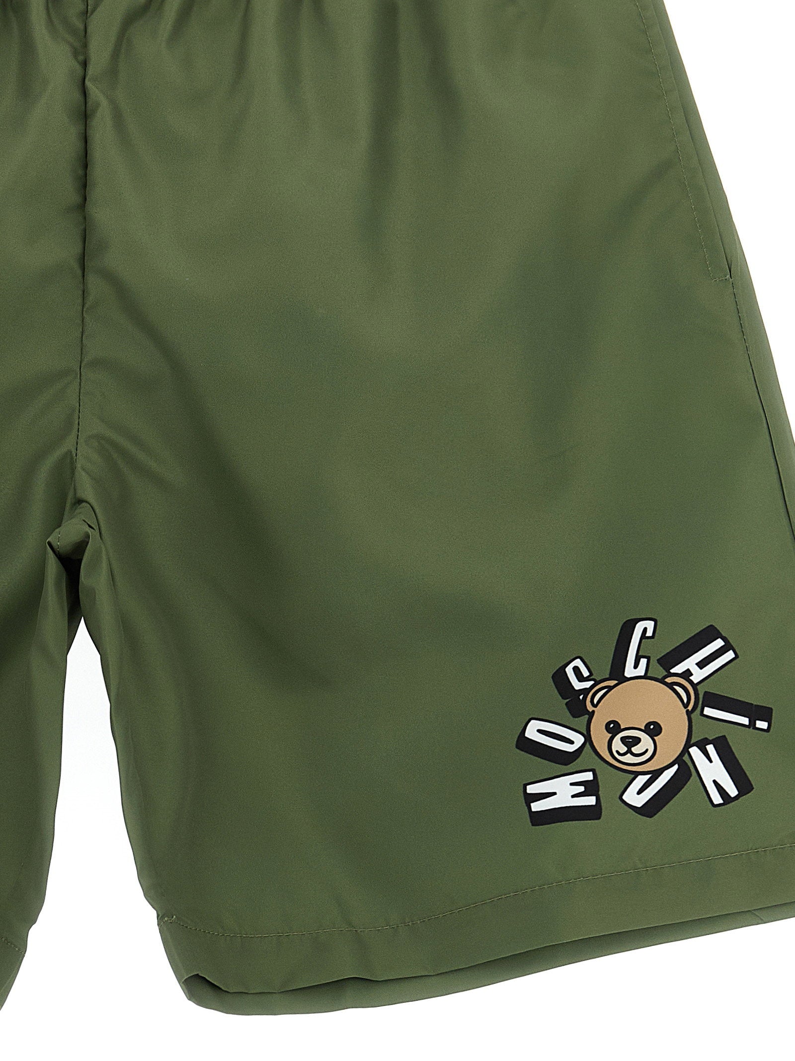 Moschino Kid Teen Teddy Bear-Print Swimwear — Olive, view 3