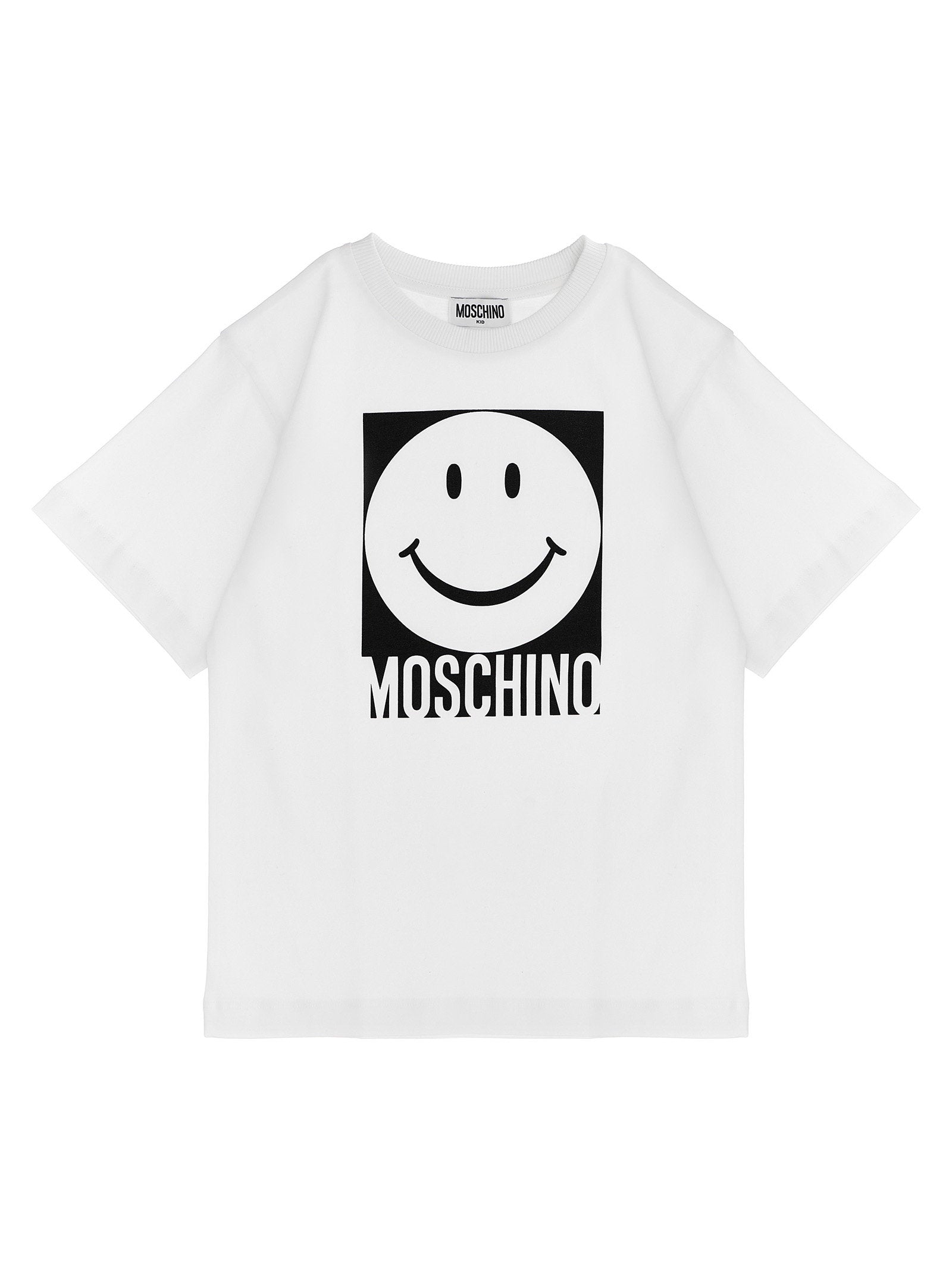 Moschino Kid Teen Smiley Logo-Print T-Shirt — White by Moschino Kid Teen