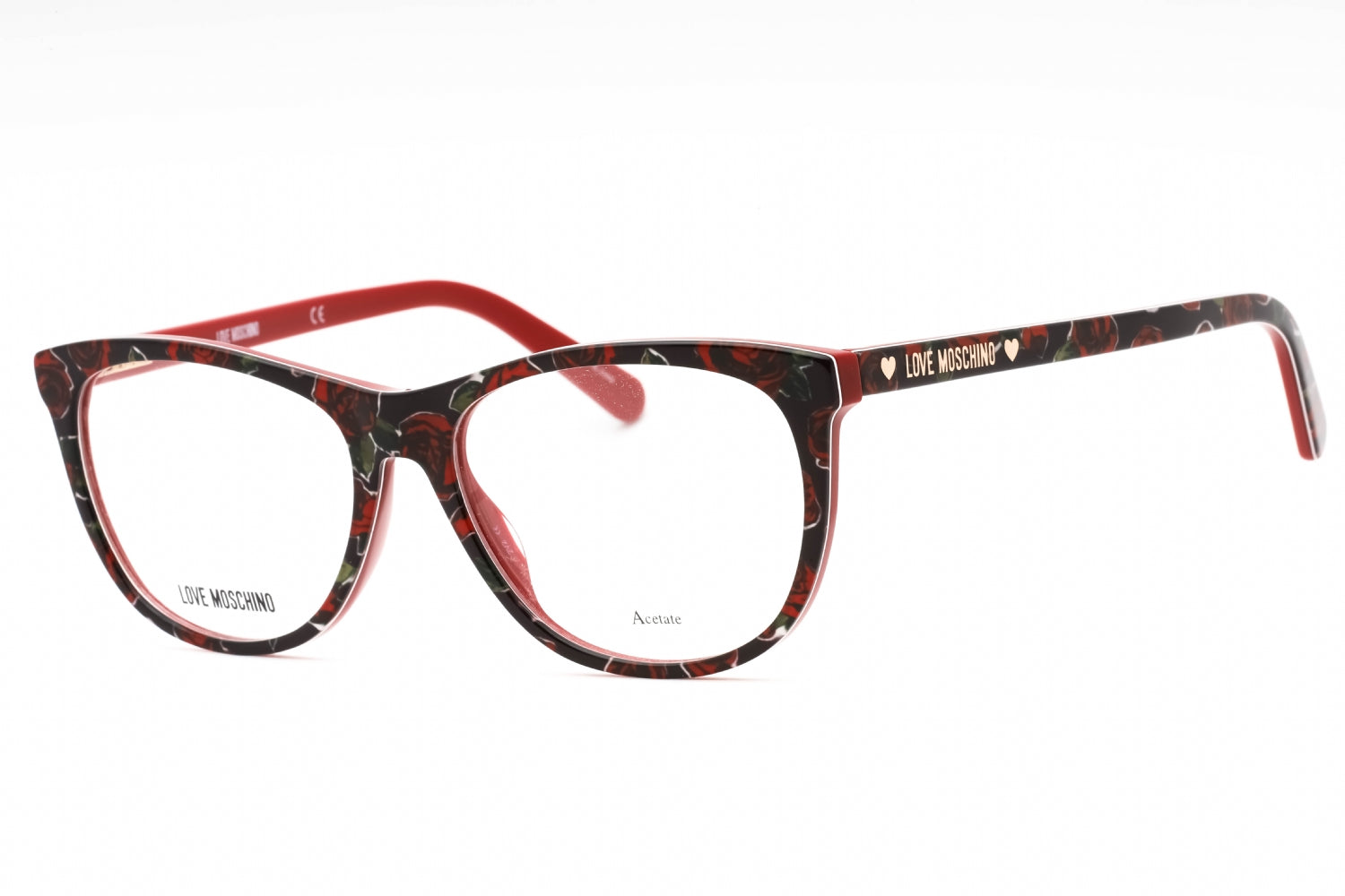 Moschino Love MOL524 Printed Oval Eyeglasses — Red by Moschino Love