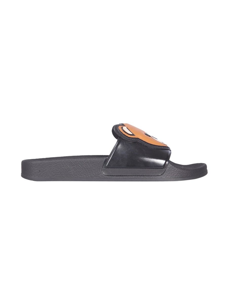 Moschino Teddy Bear Rubber Slide Sandals — Black, view 3