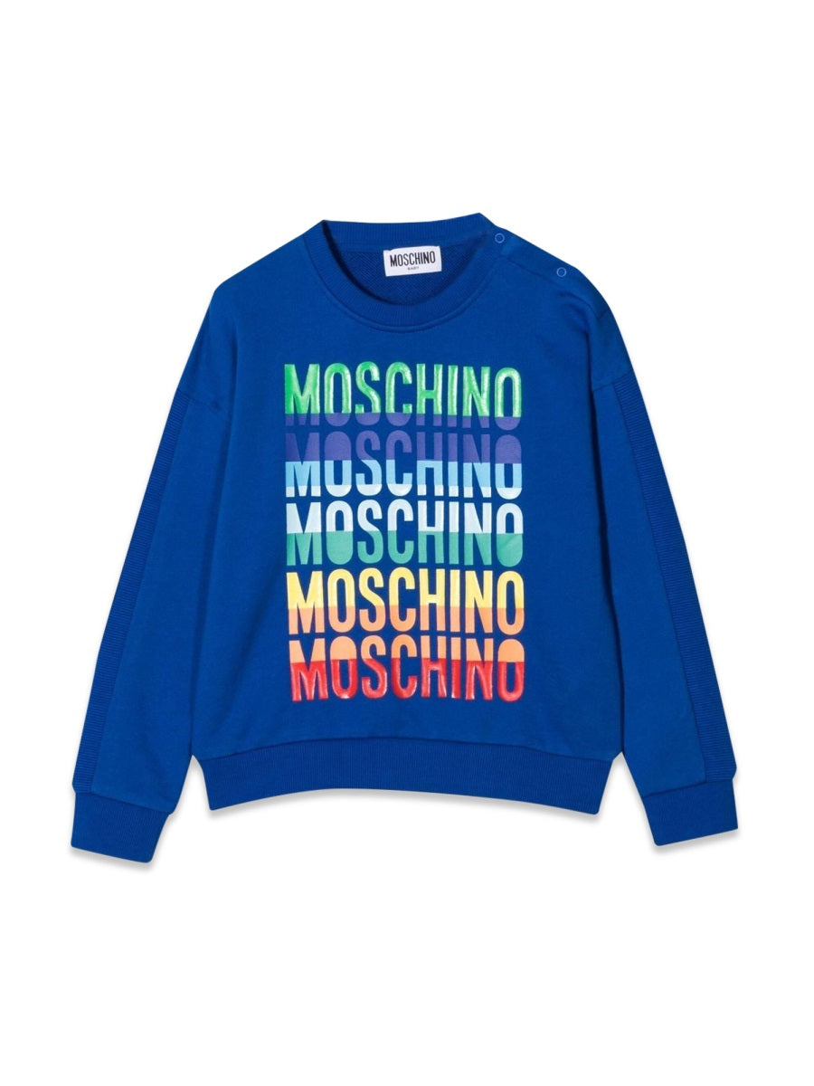 Moschino Logo Cotton Sweatshirt — Blue, view 4
