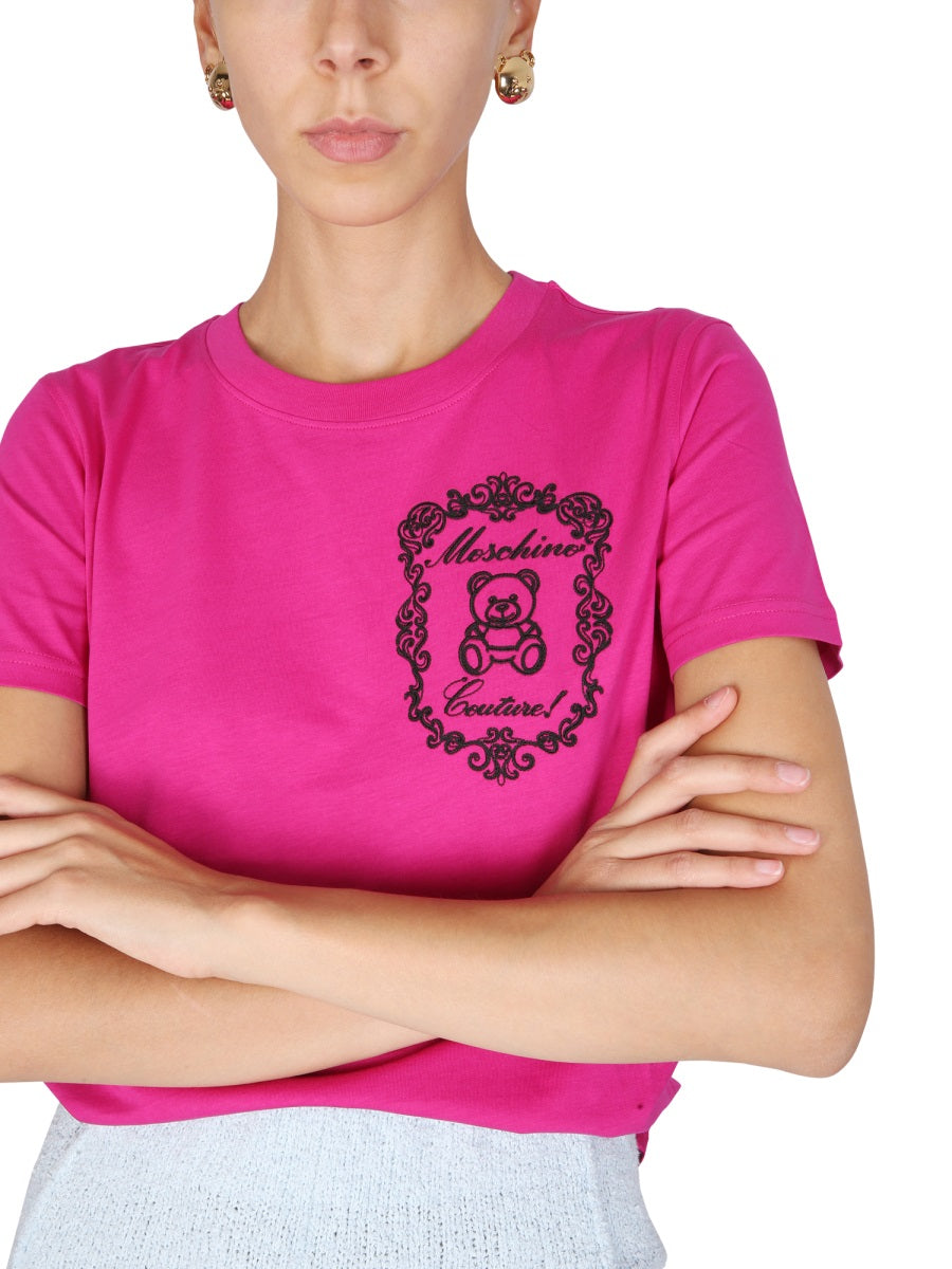 Moschino Logo-Printed Cotton T-Shirt — Purple, view 4