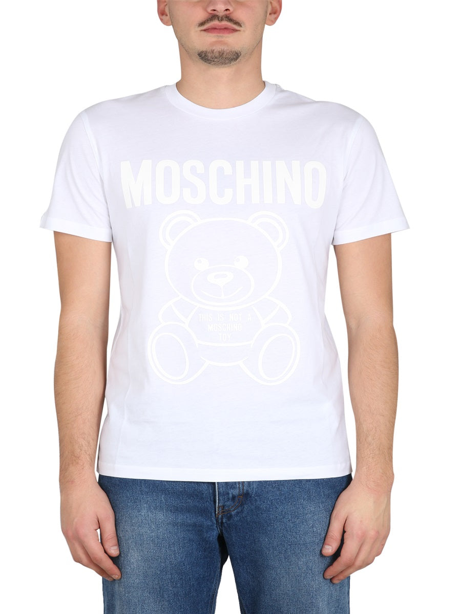 Moschino Teddy Bear Organic Jersey T-Shirt — White, view 2