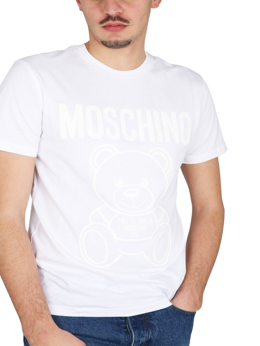 Moschino Teddy Bear Organic Jersey T-Shirt — White, view 4