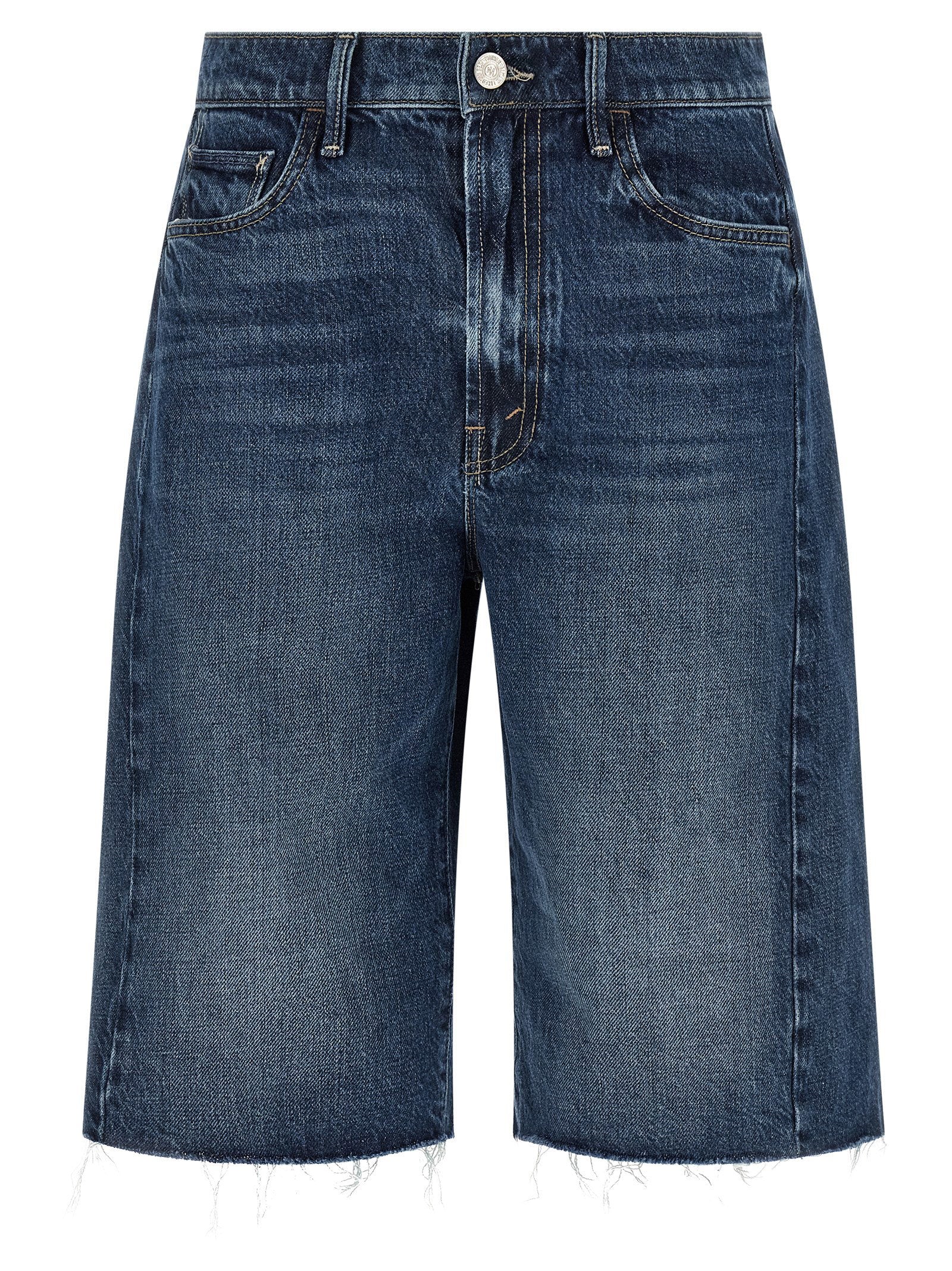 Mother Rigid Denim Bermuda Shorts — Blue by Mother