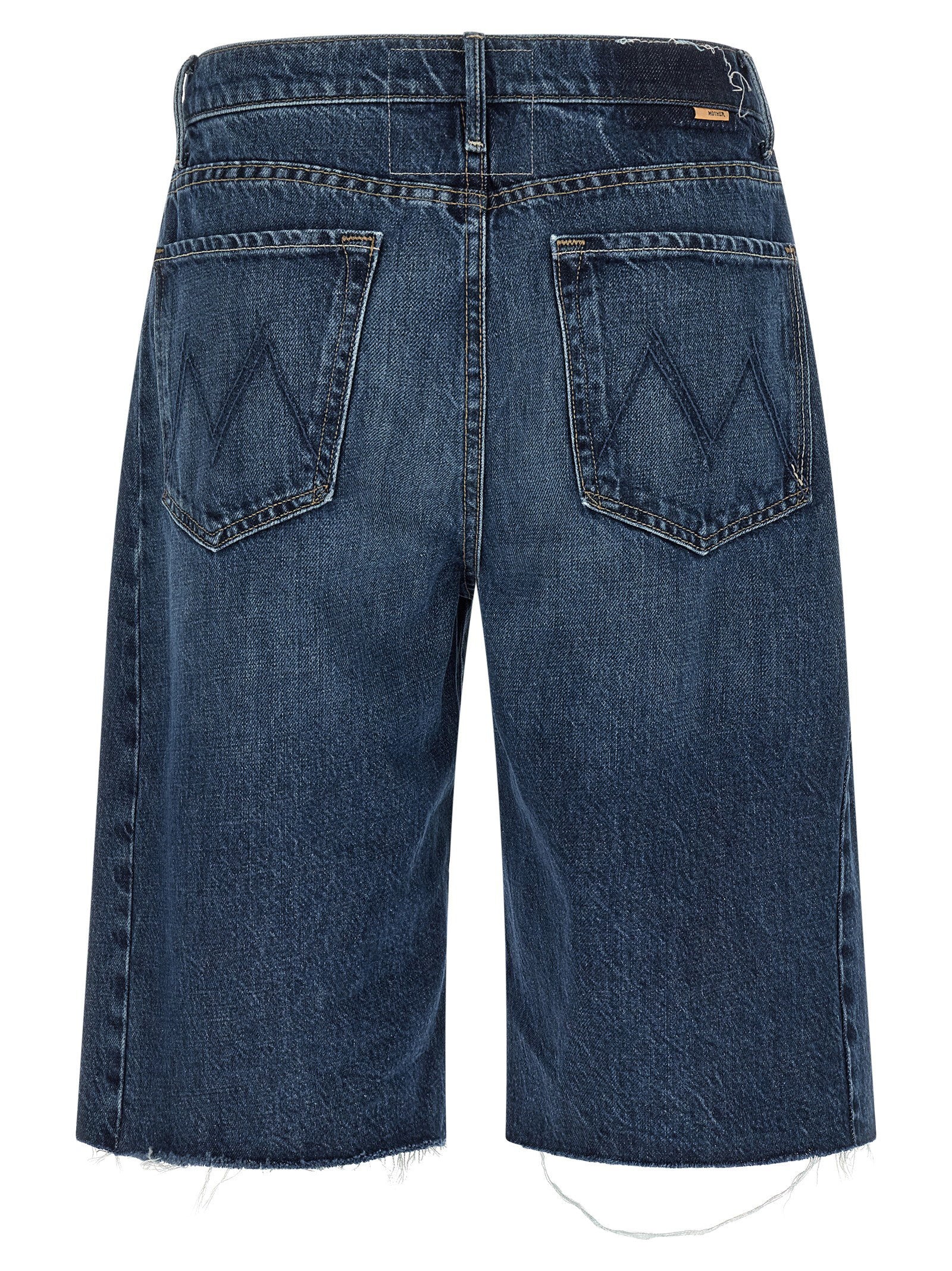 Mother Rigid Denim Bermuda Shorts — Blue, view 2