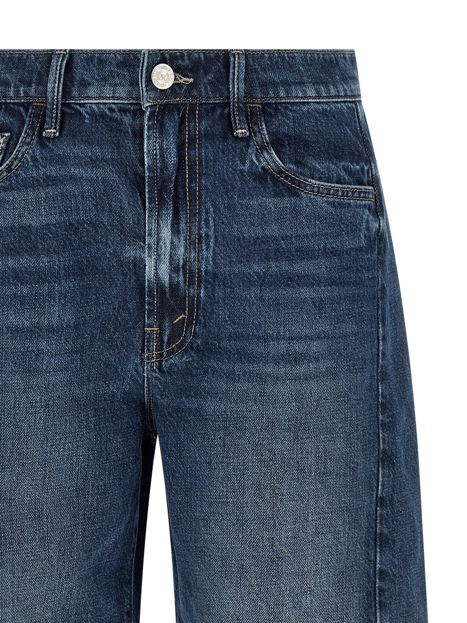 Mother Rigid Denim Bermuda Shorts — Blue, view 3