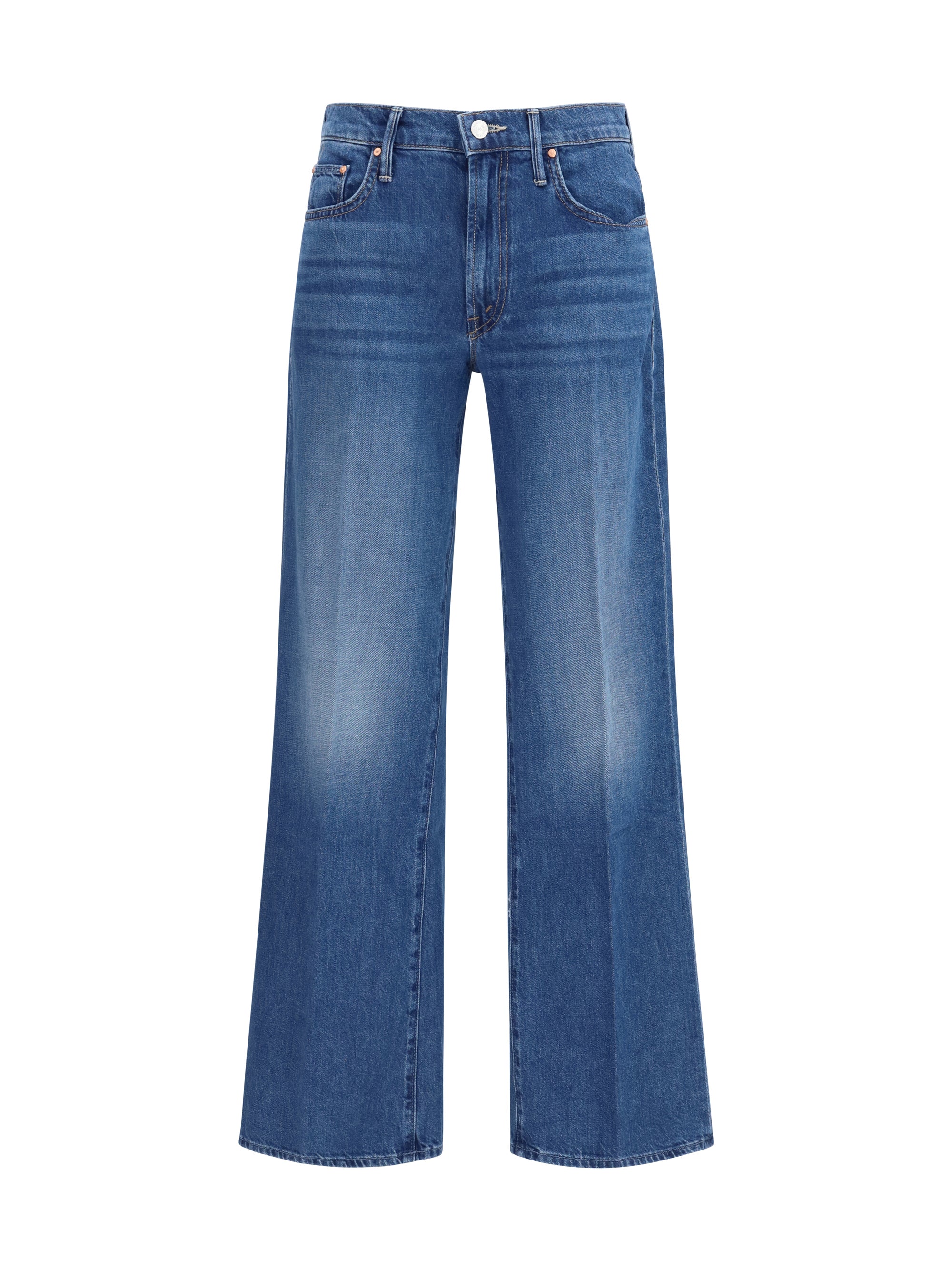 Mother Mid Rise Jeans — Blue, view 2