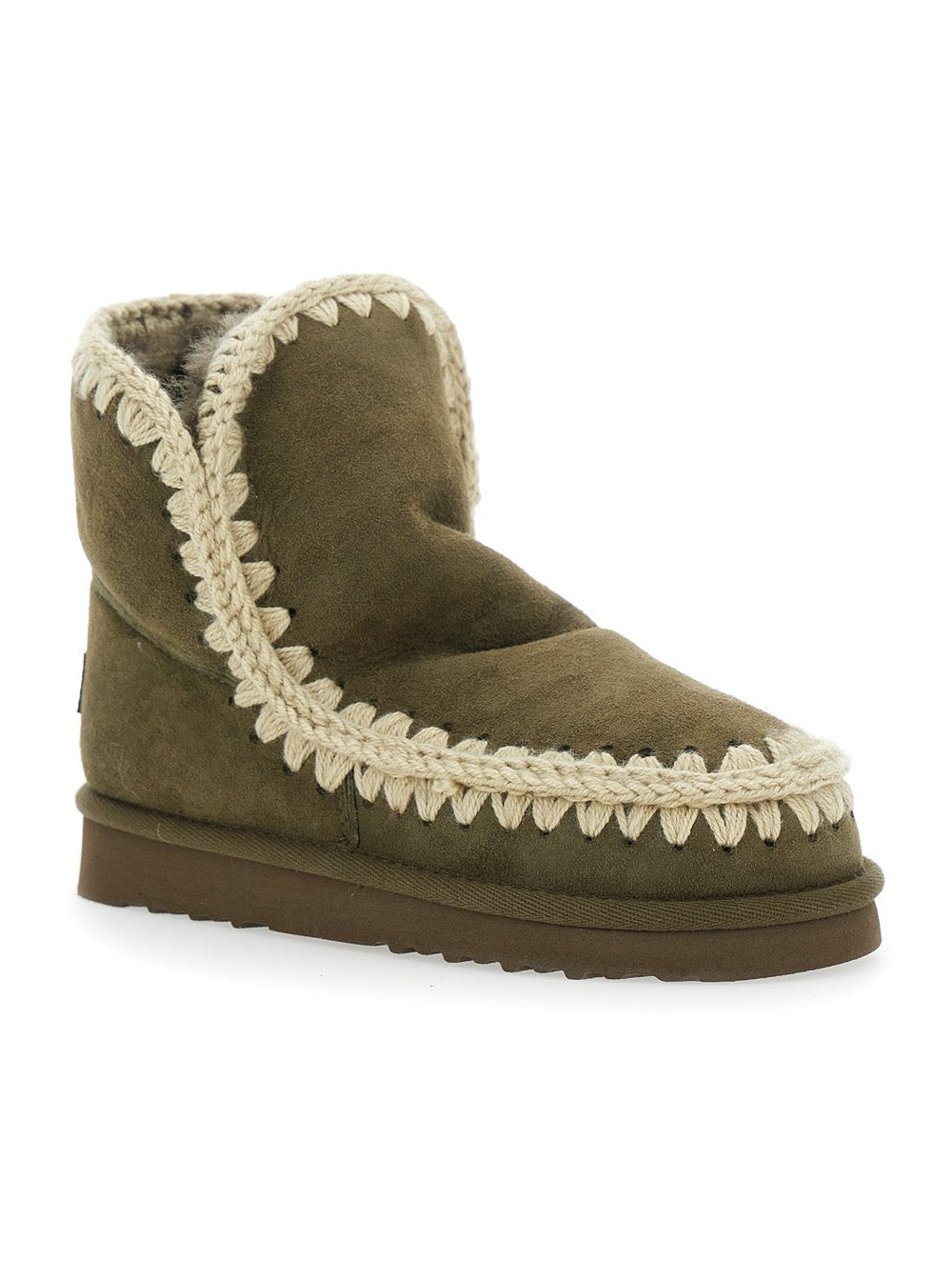 Mou Suede with Crochet Trim Ankle Boot — Green, view 2