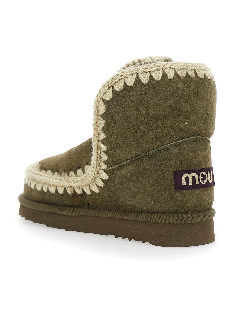 Mou Suede with Crochet Trim Ankle Boot — Green, view 3