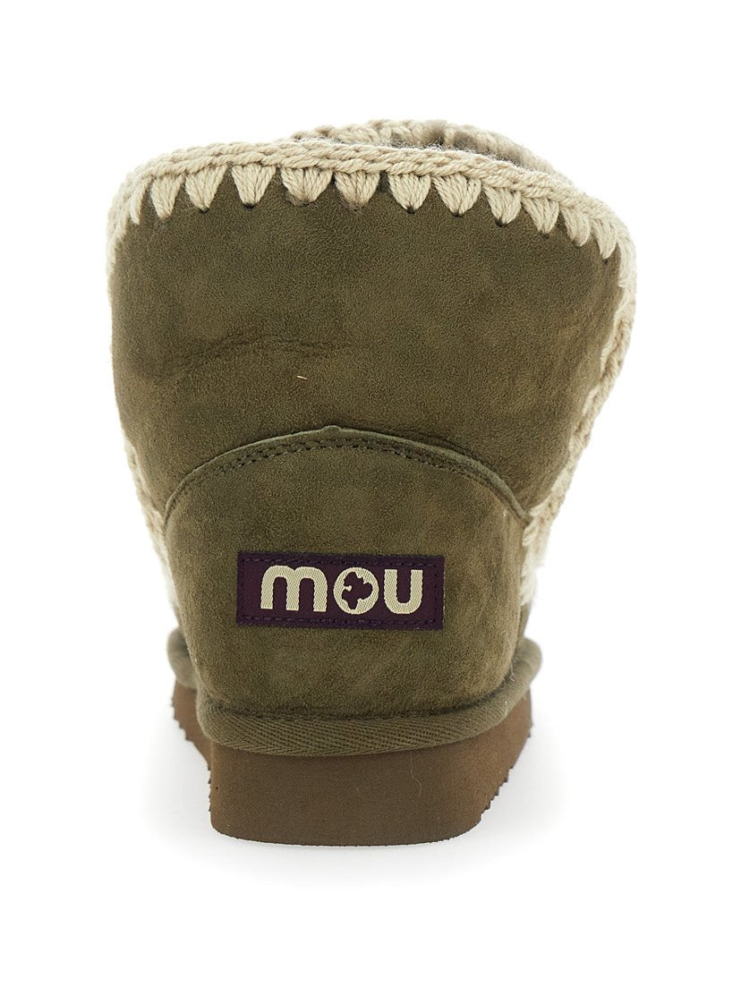 Mou Suede with Crochet Trim Ankle Boot — Green, view 5