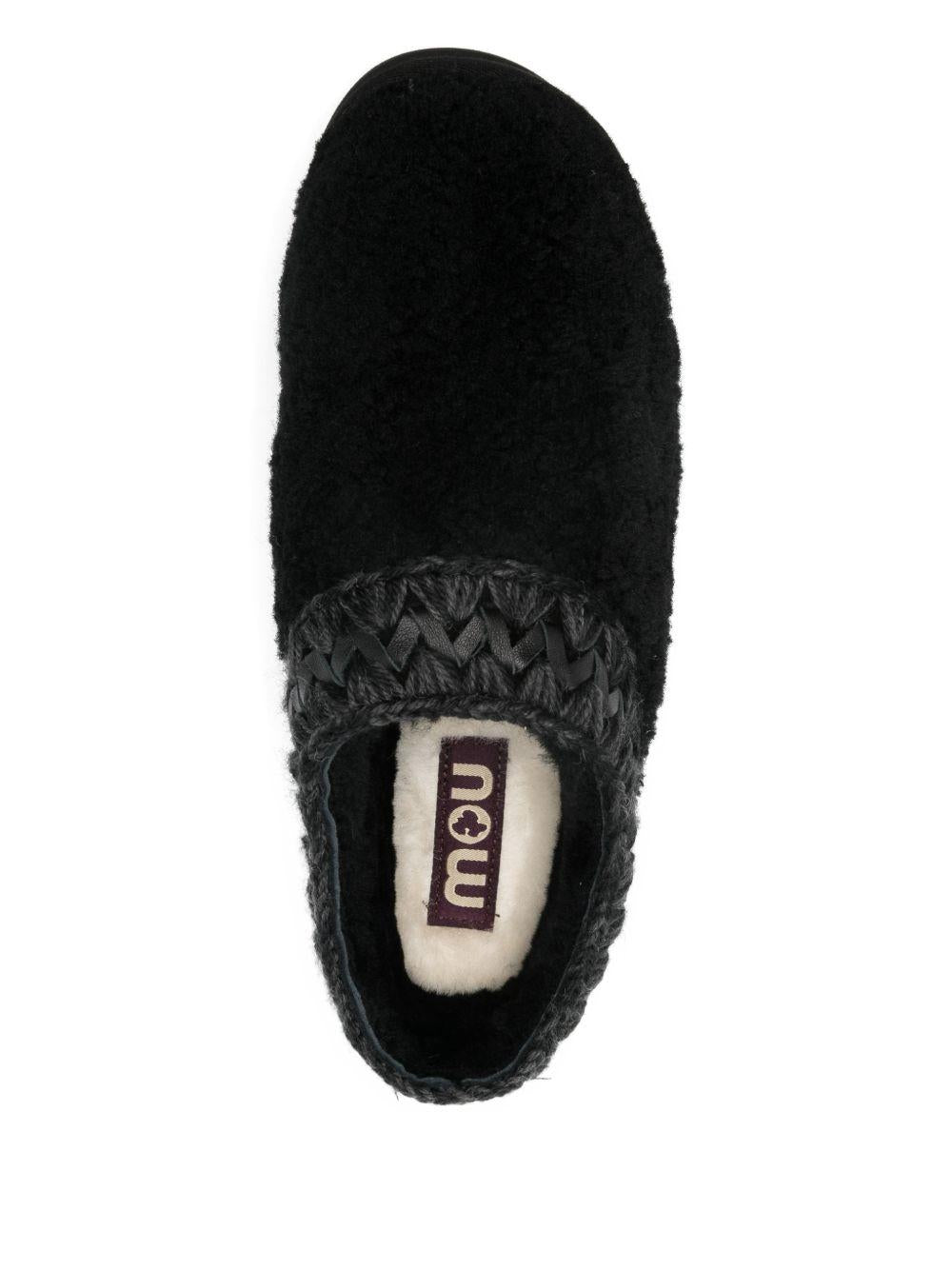 Mou Curly Sheepskin Platform Clog — Black, view 4
