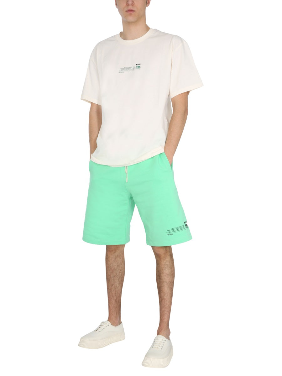 MSGM Elastic Waist Bermuda Shorts — Green by Msgm
