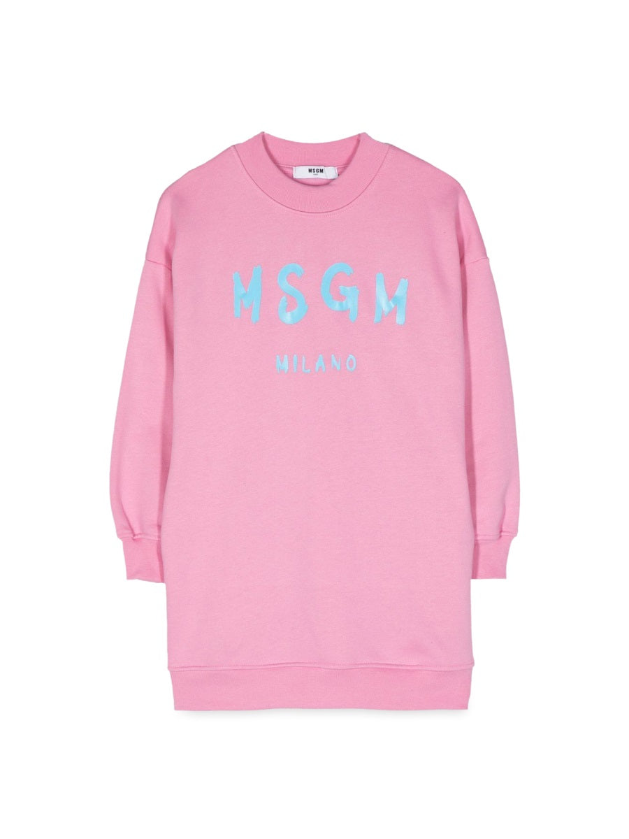 MSGM Sweatshirt Cotton Dress — Pink by Msgm
