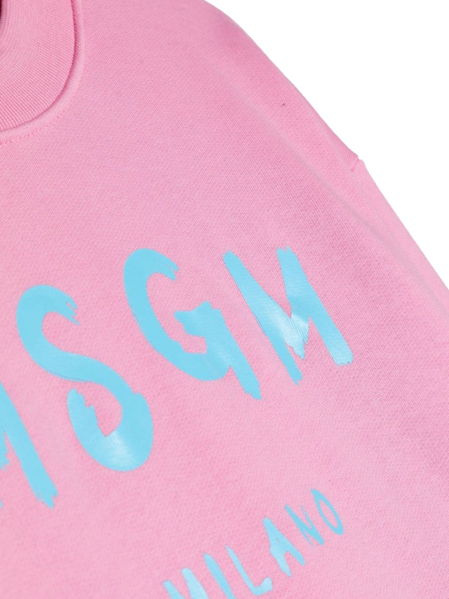 MSGM Sweatshirt Cotton Dress — Pink, view 3